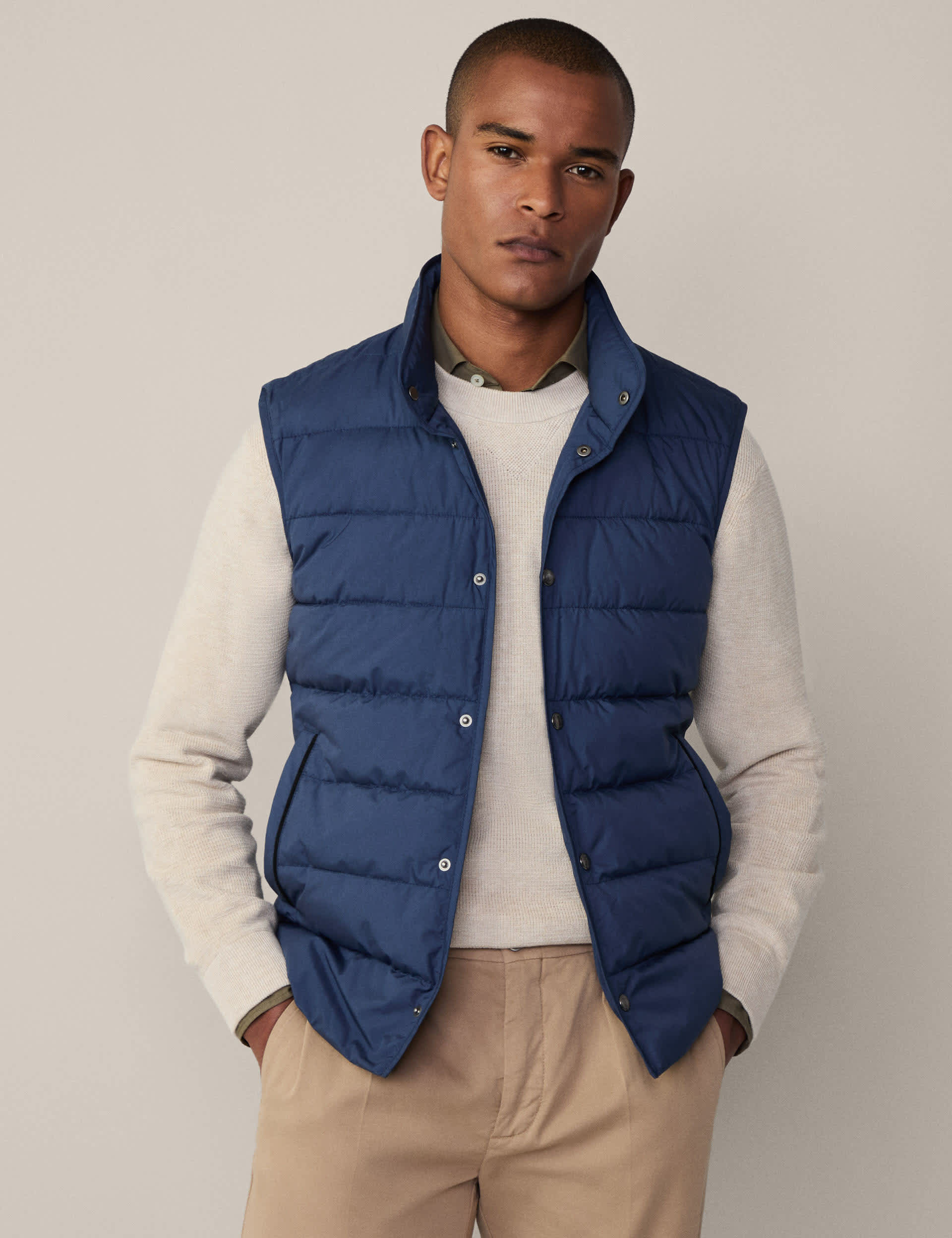 Hackett Men's Padded Gilet - Navy, Navy,Beige