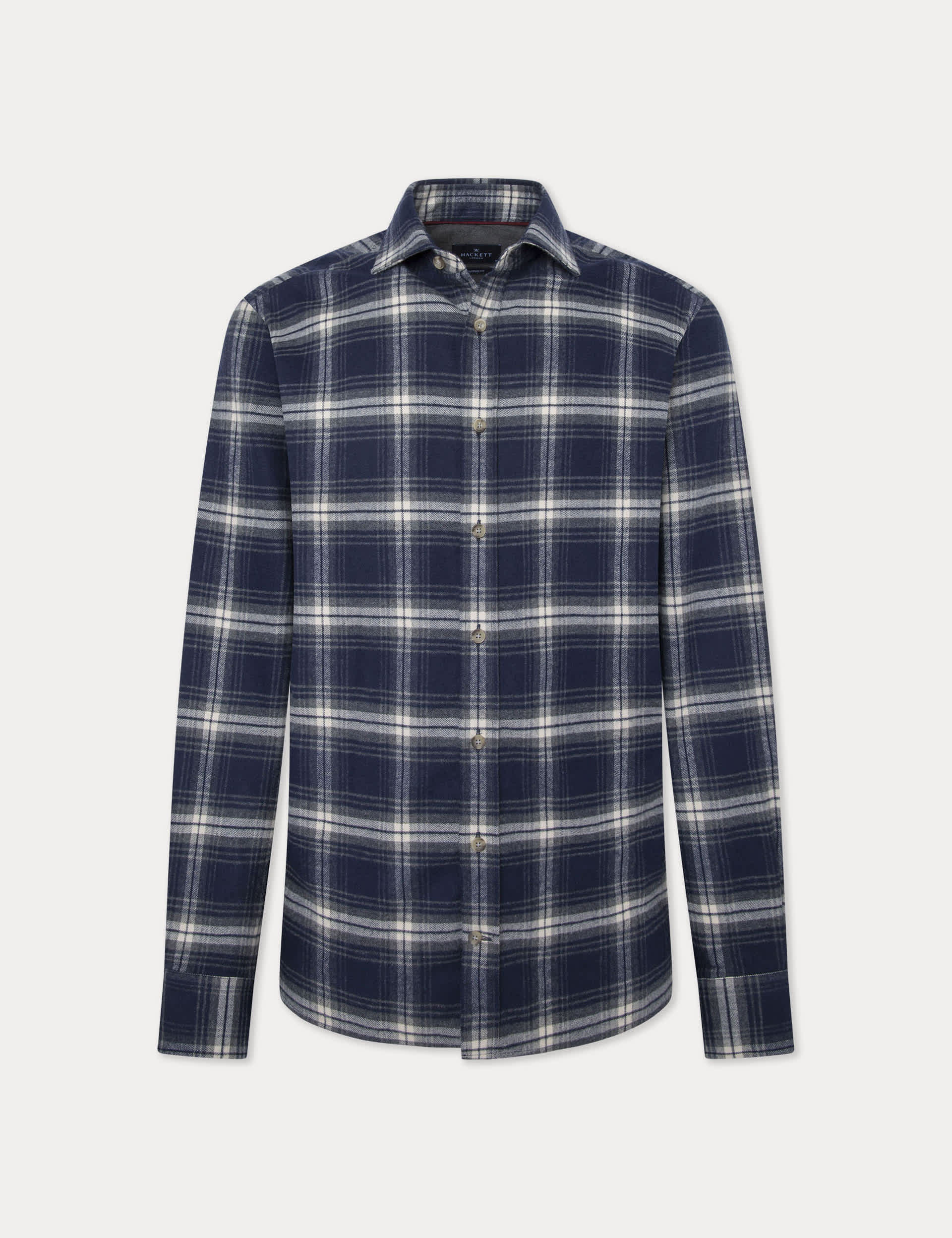 Hackett Men's Regular Fit Pure Cotton Check Shirt - Navy, Navy