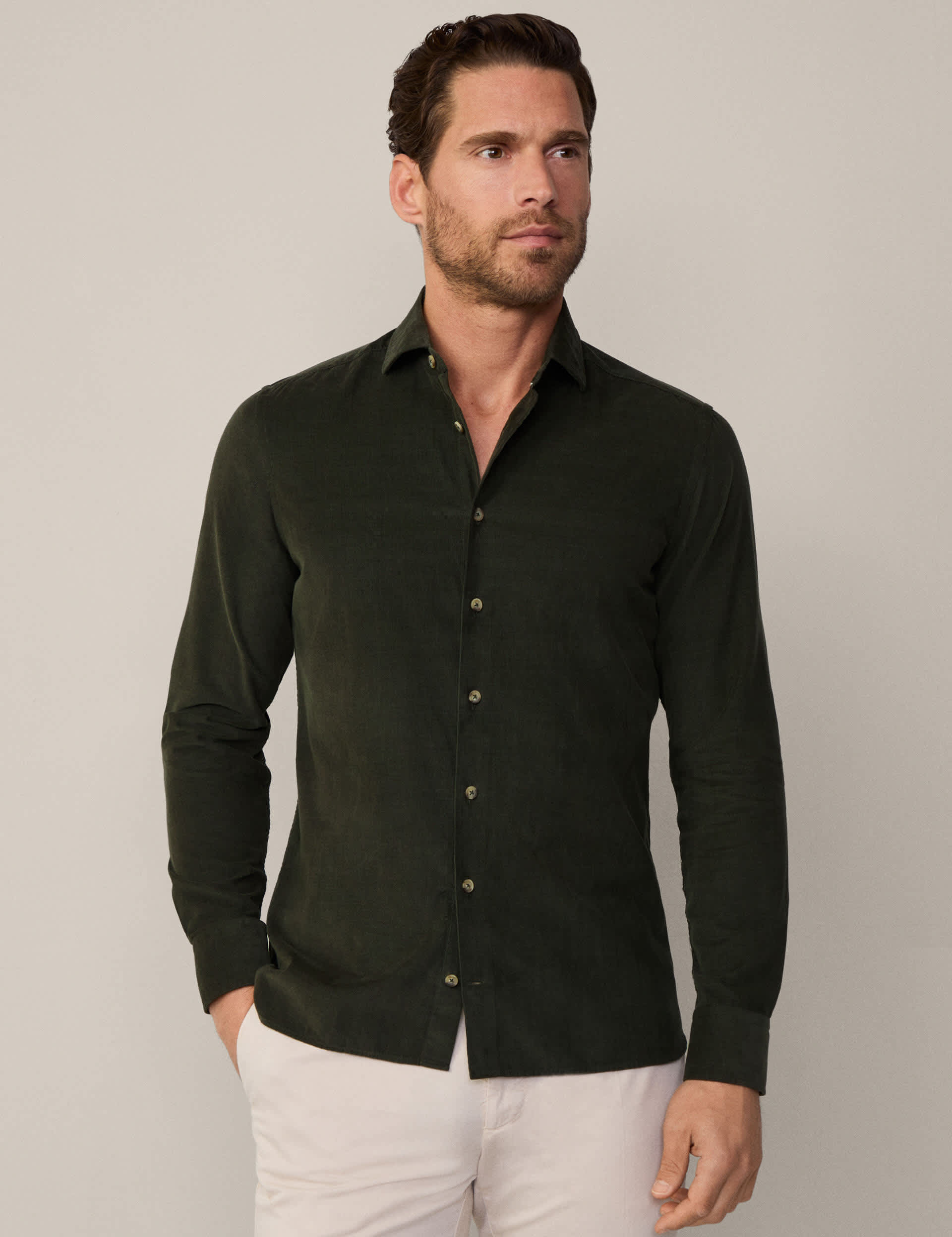 Hackett Men's Corduroy Shirt - Green, Navy,Green