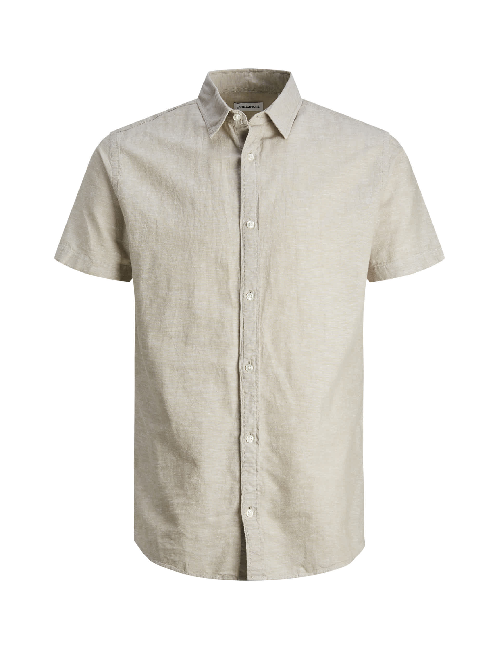 Jack & Jones Men's Cotton Linen Blend Oxford Shirt - XXL - Beige, Navy,Beige