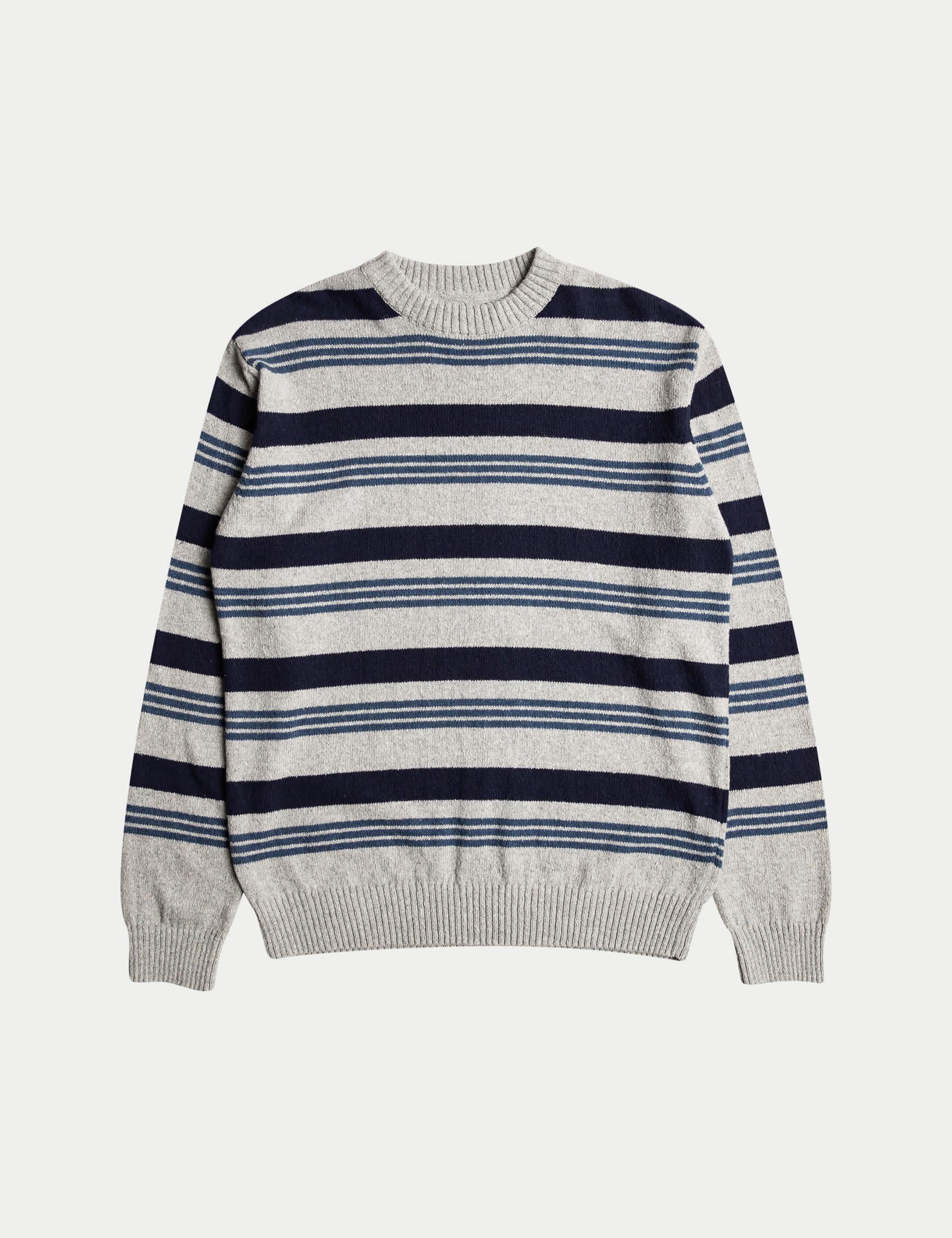 Quiksilver Men's When We Stripe Cotton Blend Jumper - Grey Mix, Grey Mix