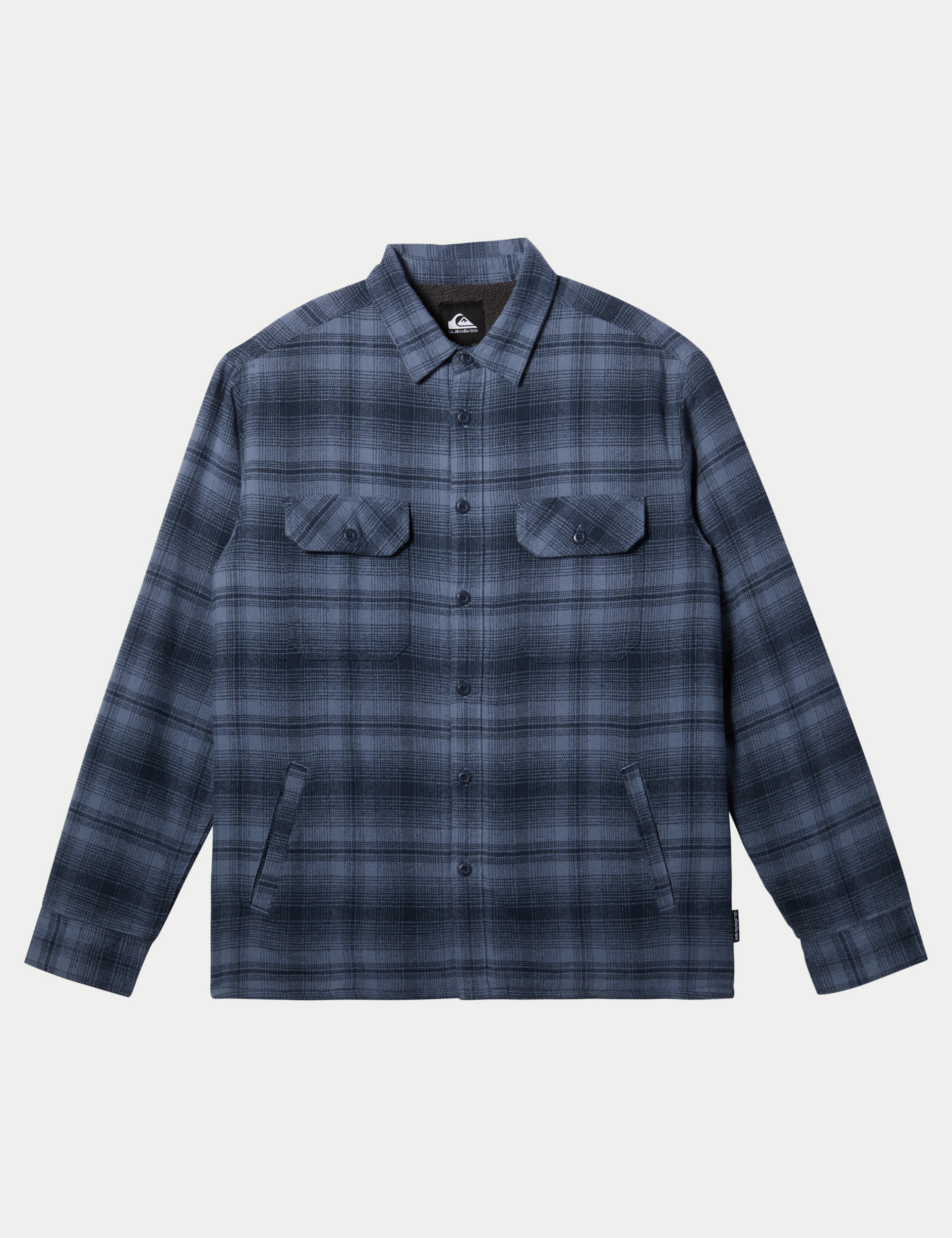 Quiksilver Men's Pure Cotton Check Borg Lined Overshirt - Navy, Navy