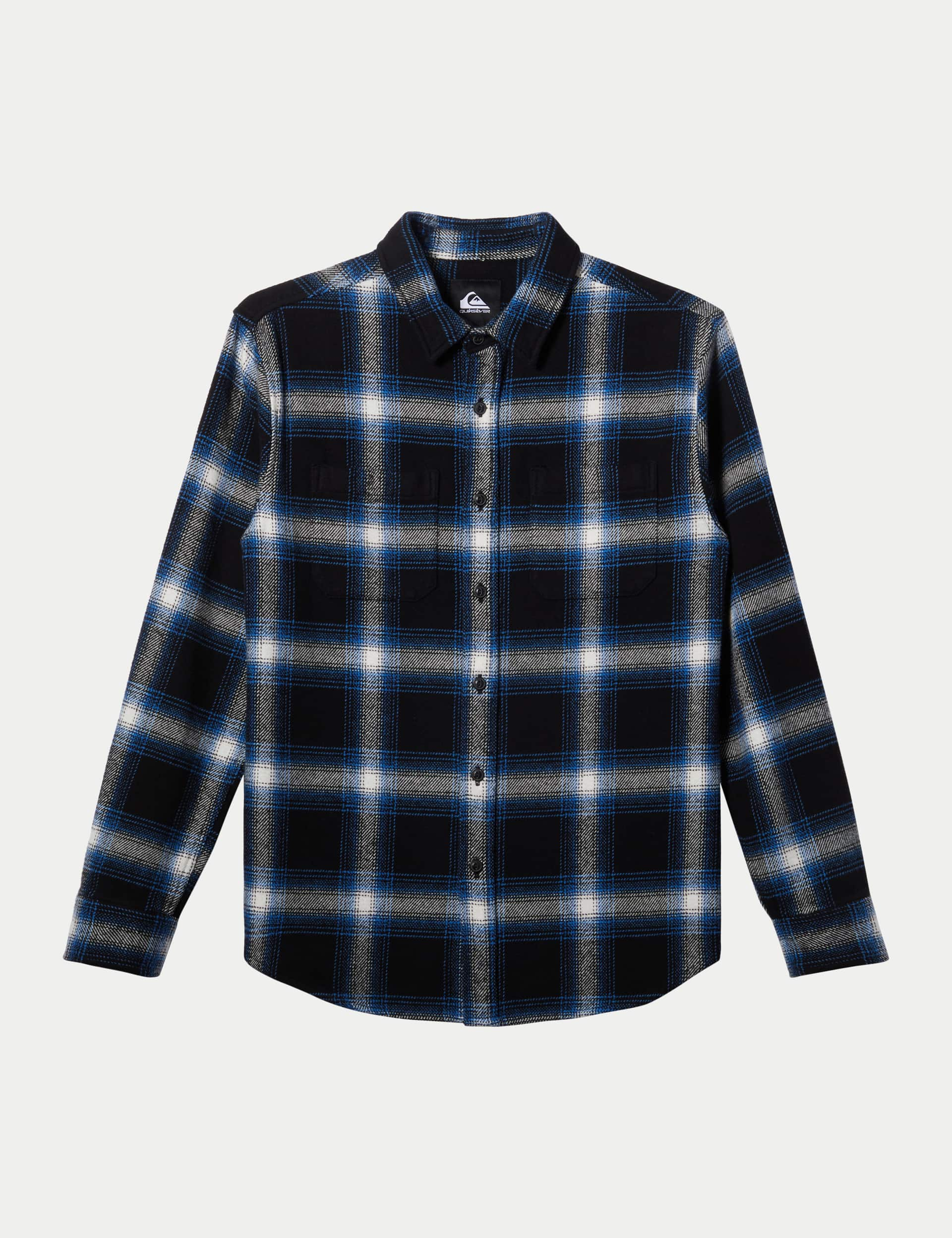 Quiksilver Men's DNA Pure Cotton Check Flannel Shirt - Black Mix, Cream Mix,Black Mix