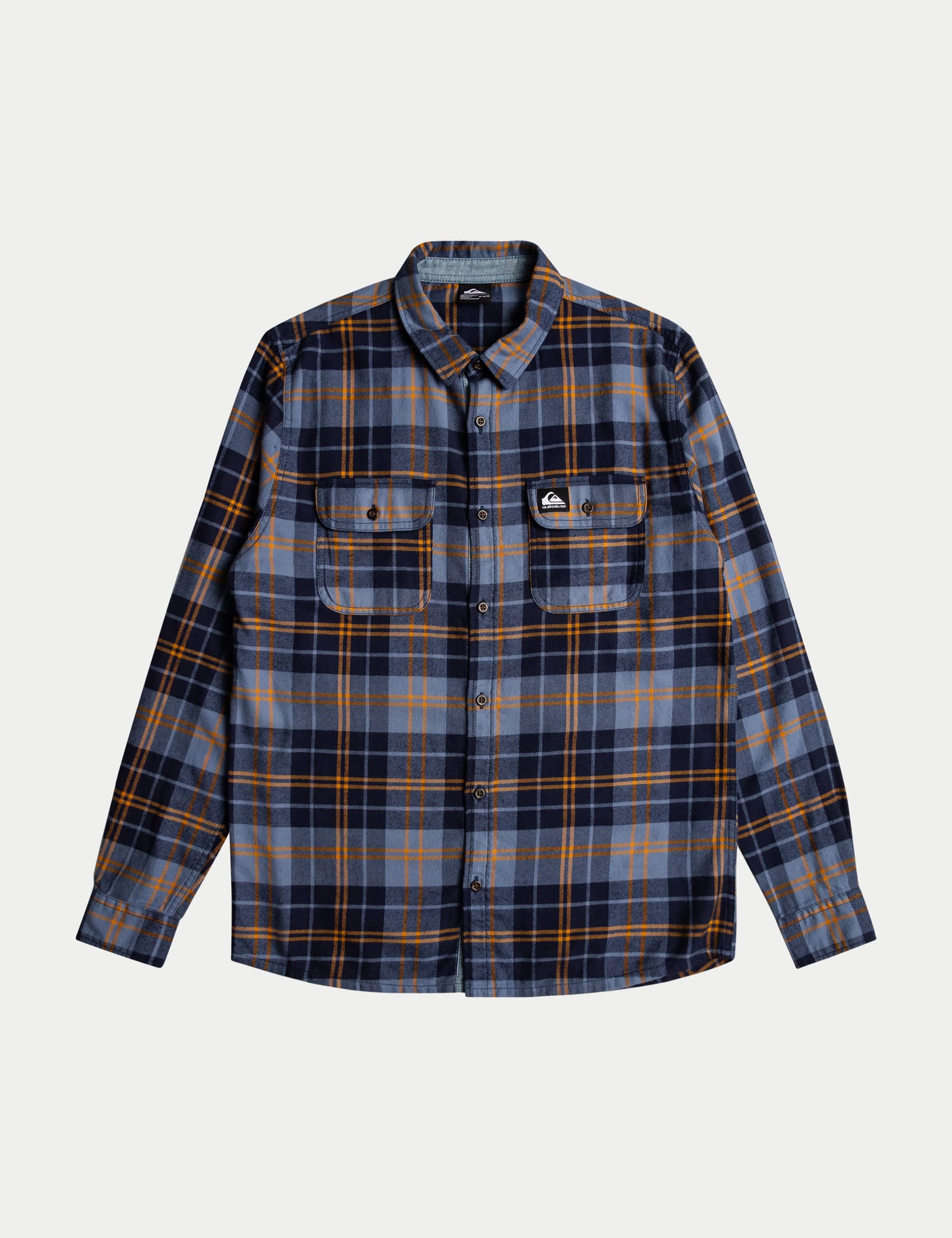 Quiksilver Men's Cantwell Pure Cotton Check Flannel Shirt - M - Navy Mix, Navy Mix