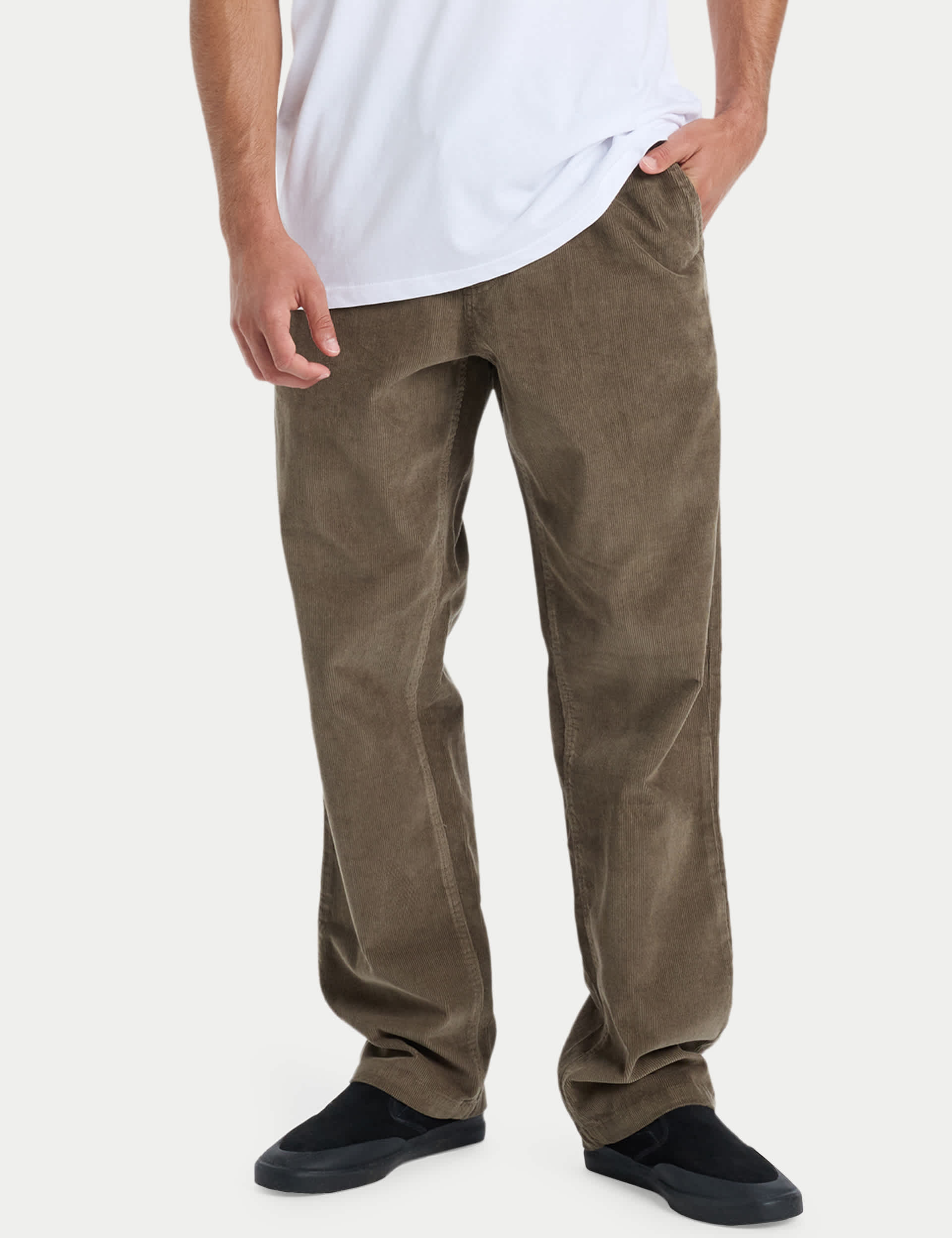 Quiksilver Men's Pure Cotton Corduroy Trousers - M - Khaki, Grey,Khaki