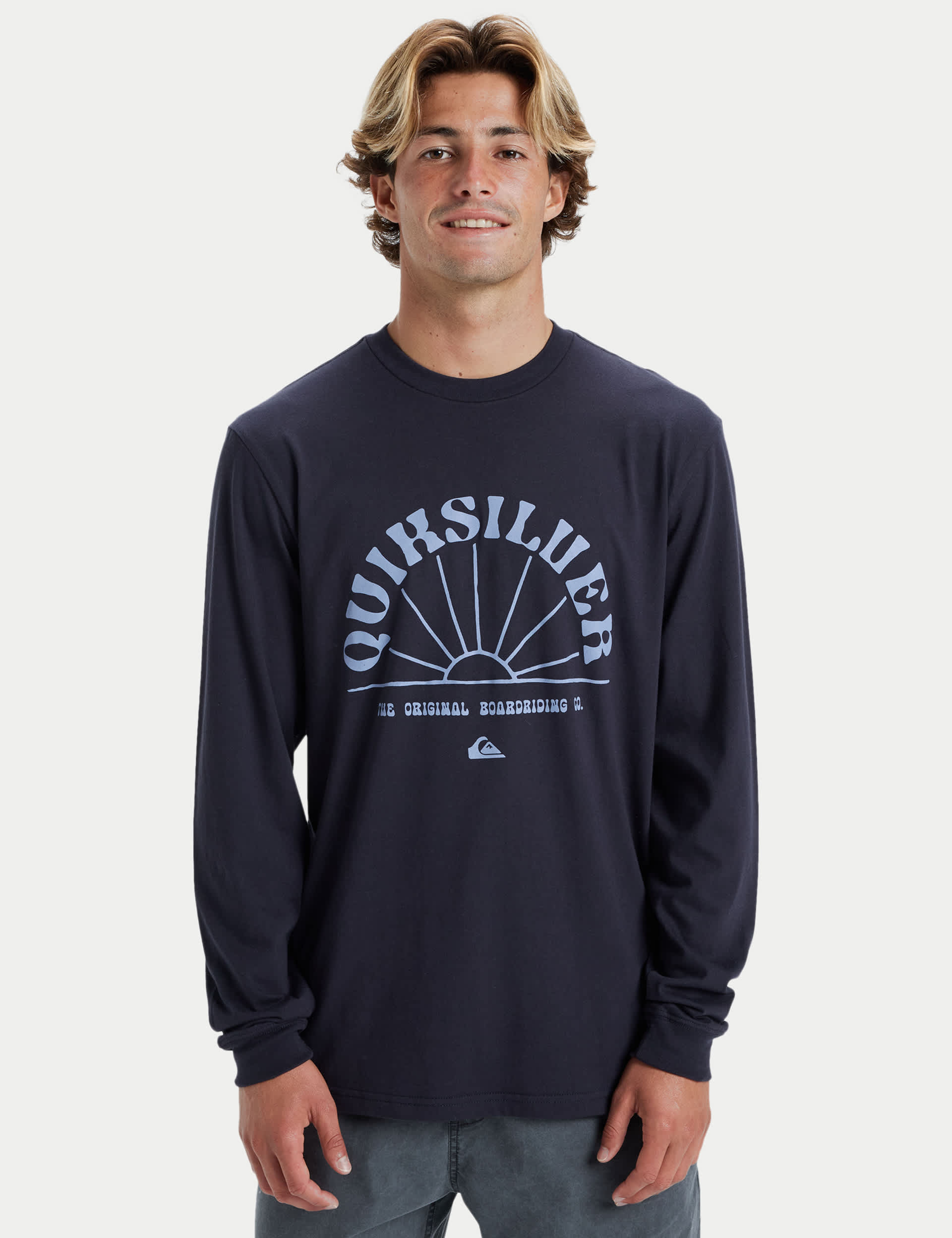 Quiksilver Men's Pure Cotton Printed Long Sleeve T-Shirt - M - Navy, Navy