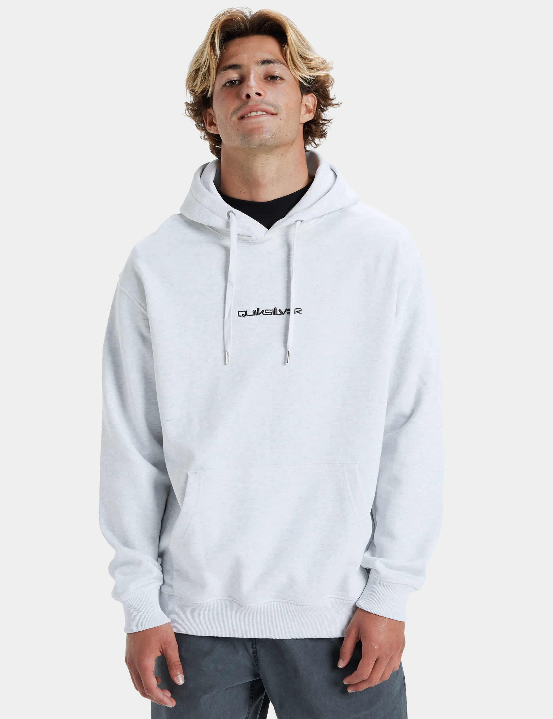 Quiksilver Men's Pure Cotton Logo Hoodie - Grey, Grey