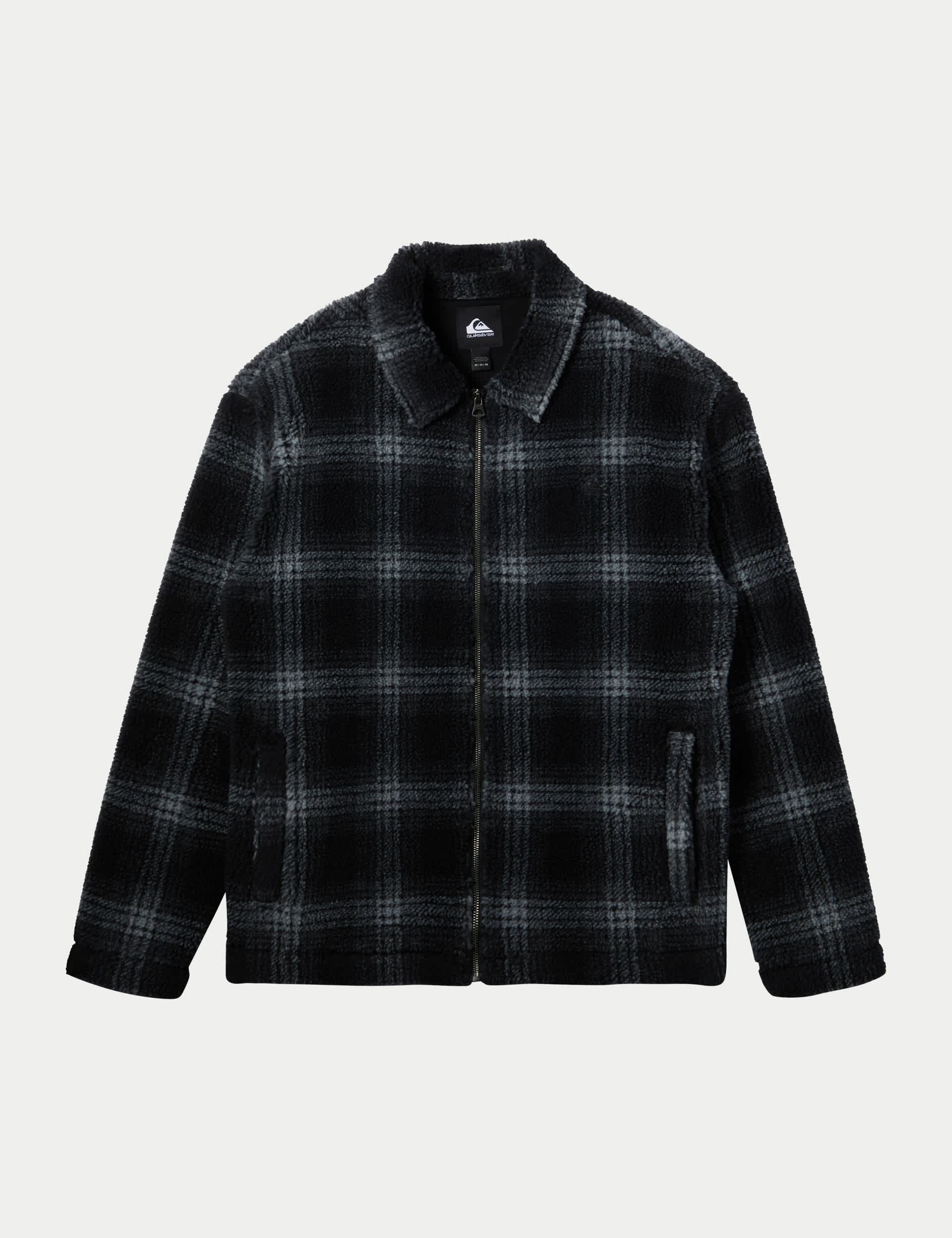 Quiksilver Men's Deck Fleece Checked Collared Jacket - M - Black Mix, Grey,Black Mix