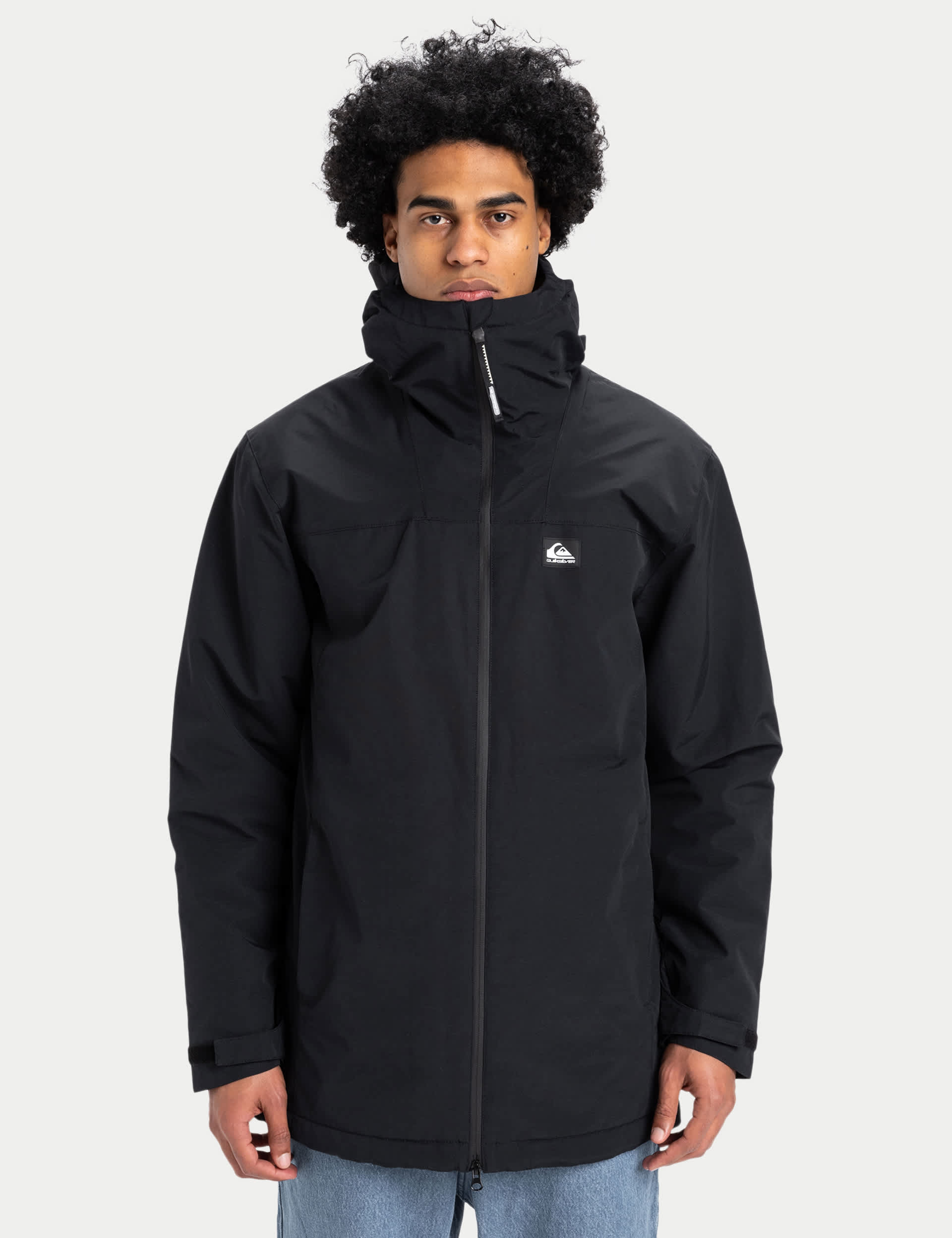 Quiksilver Men's Cotton Rich Funnel Neck Parka Jacket - Black, Black