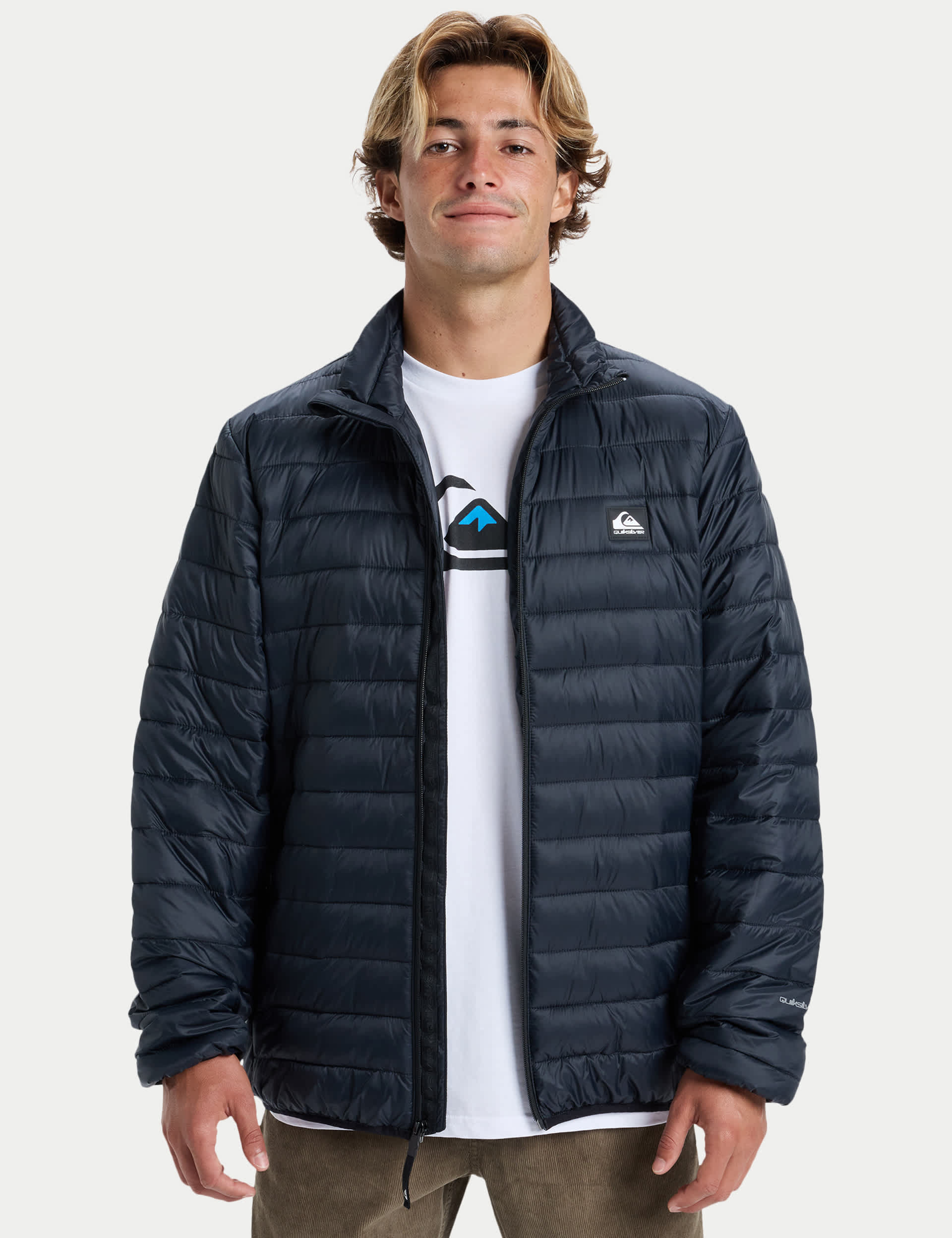 Quiksilver Men's Padded Puffer Jacket - L - Black, Black