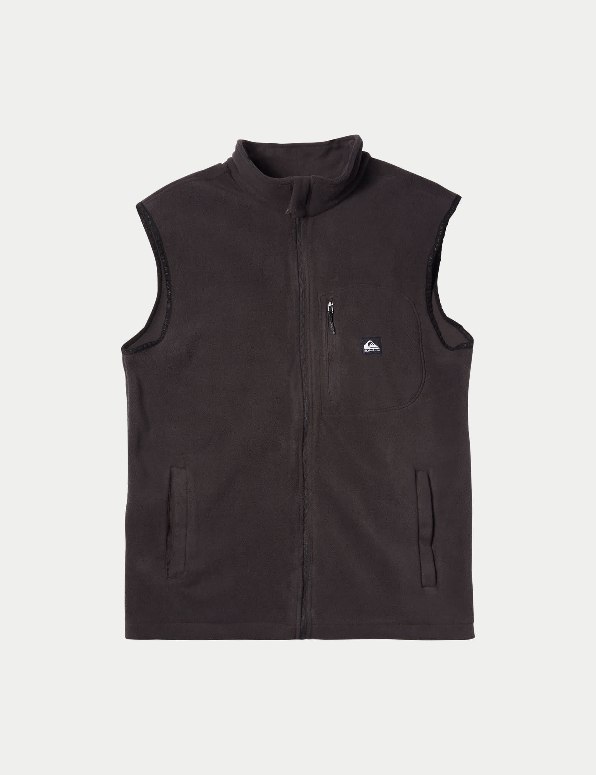 Quiksilver Men's Fleece Zip Up Funnel Neck Gilet - Black, Black