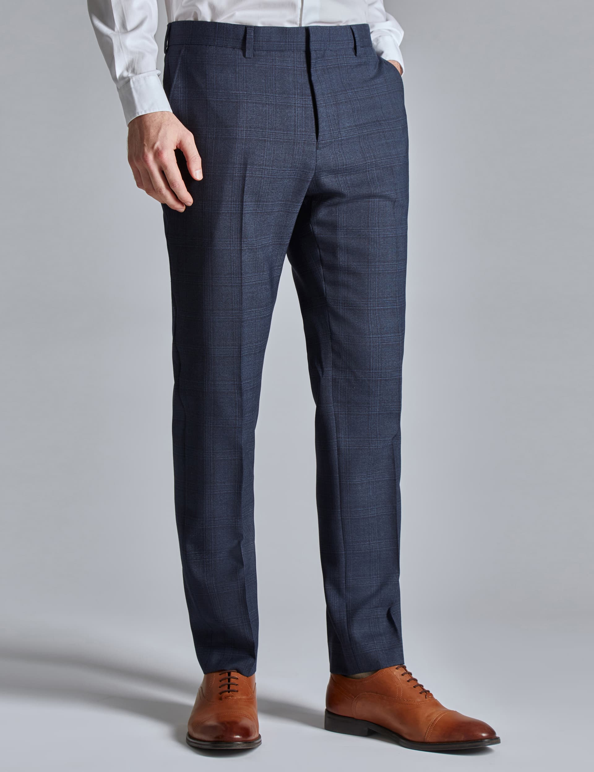 Ted Baker Men's Slim Fit Wool Rich Check Suit Trousers - 34LNG - Navy, Navy