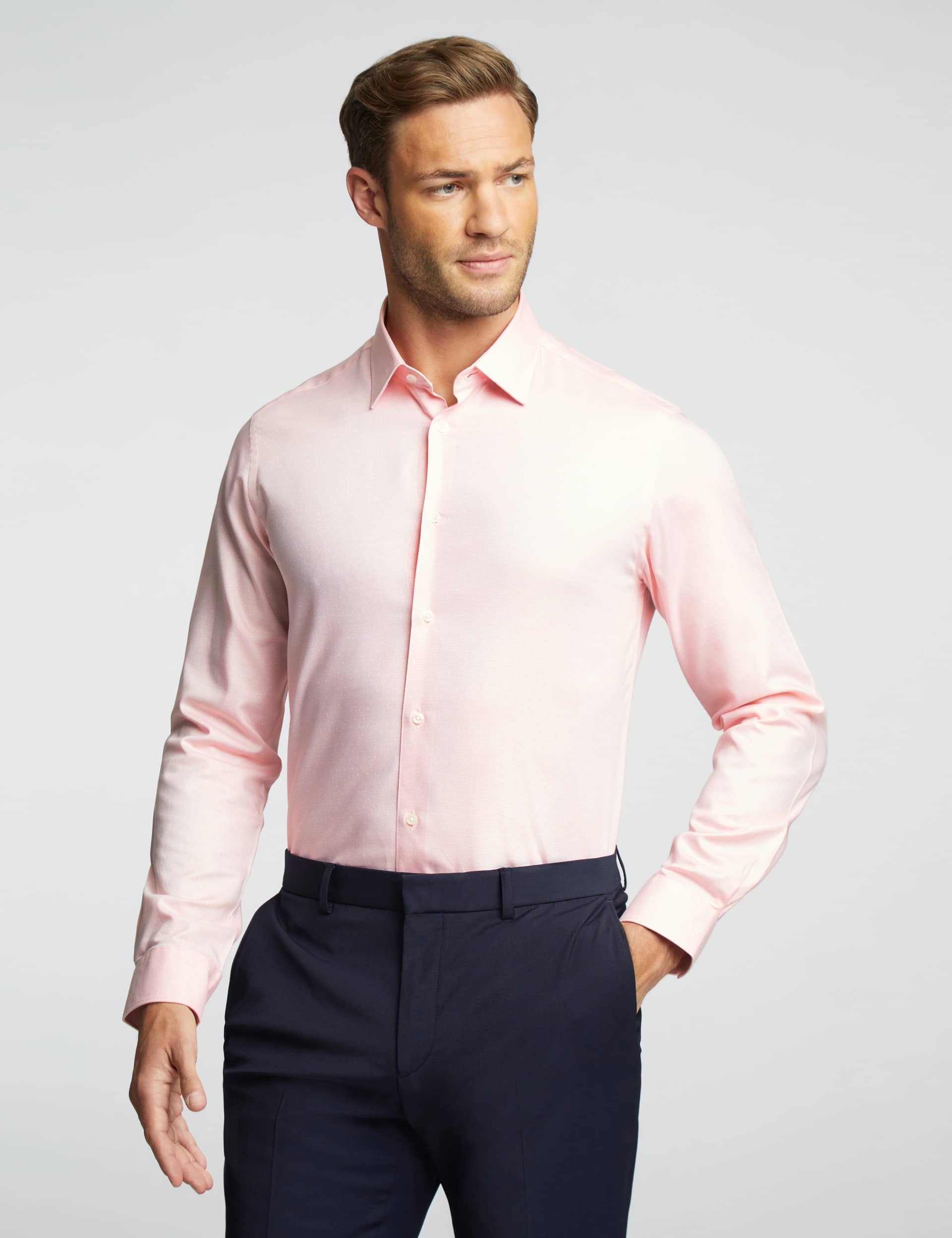 Ted Baker Men's Slim Fit Pure Cotton Polka Dot Shirt - 16.5 - Pink, Pink