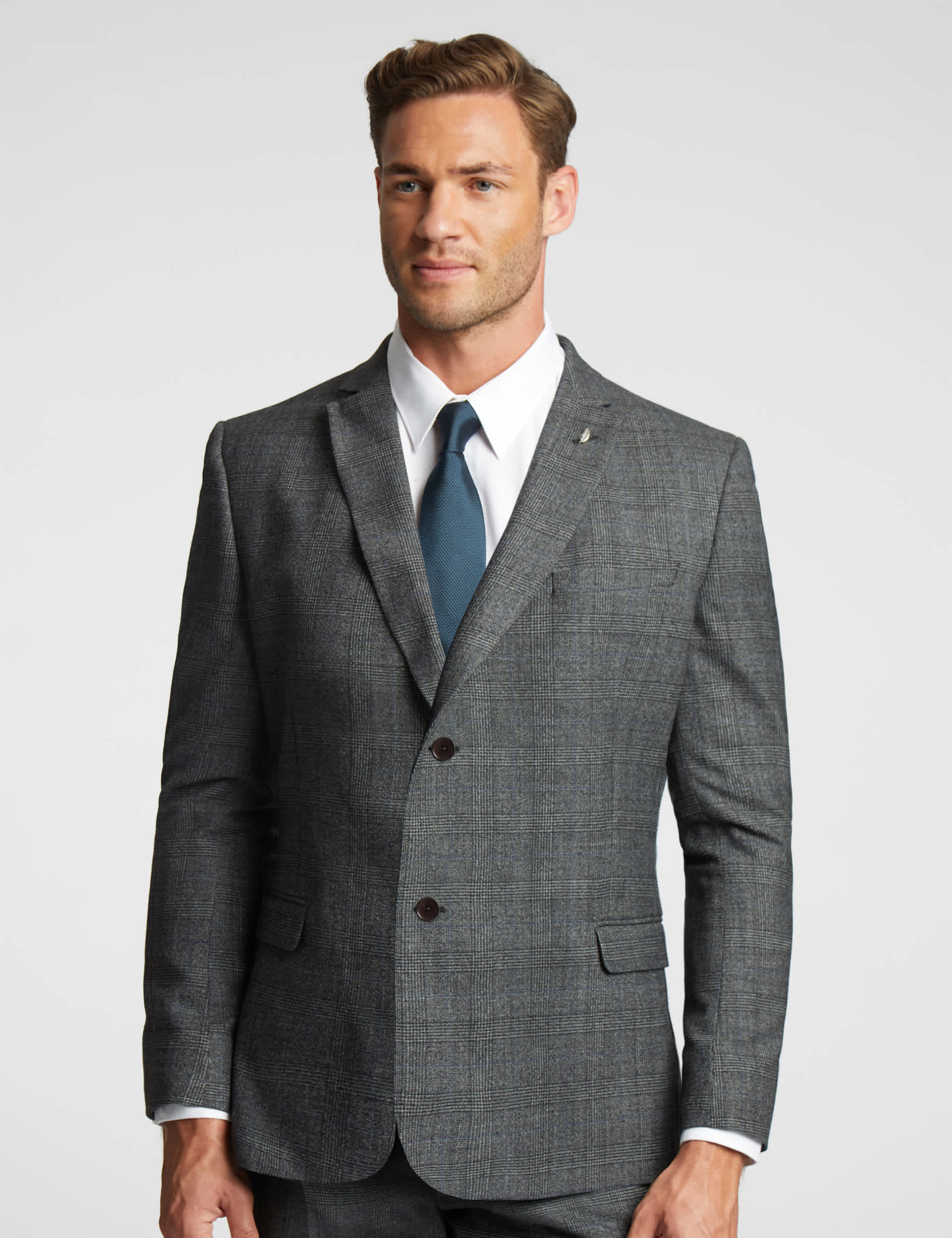 Ted Baker Men's Slim Fit Wool Rich Check Suit Jacket - 40REG - Grey Mix, Grey Mix