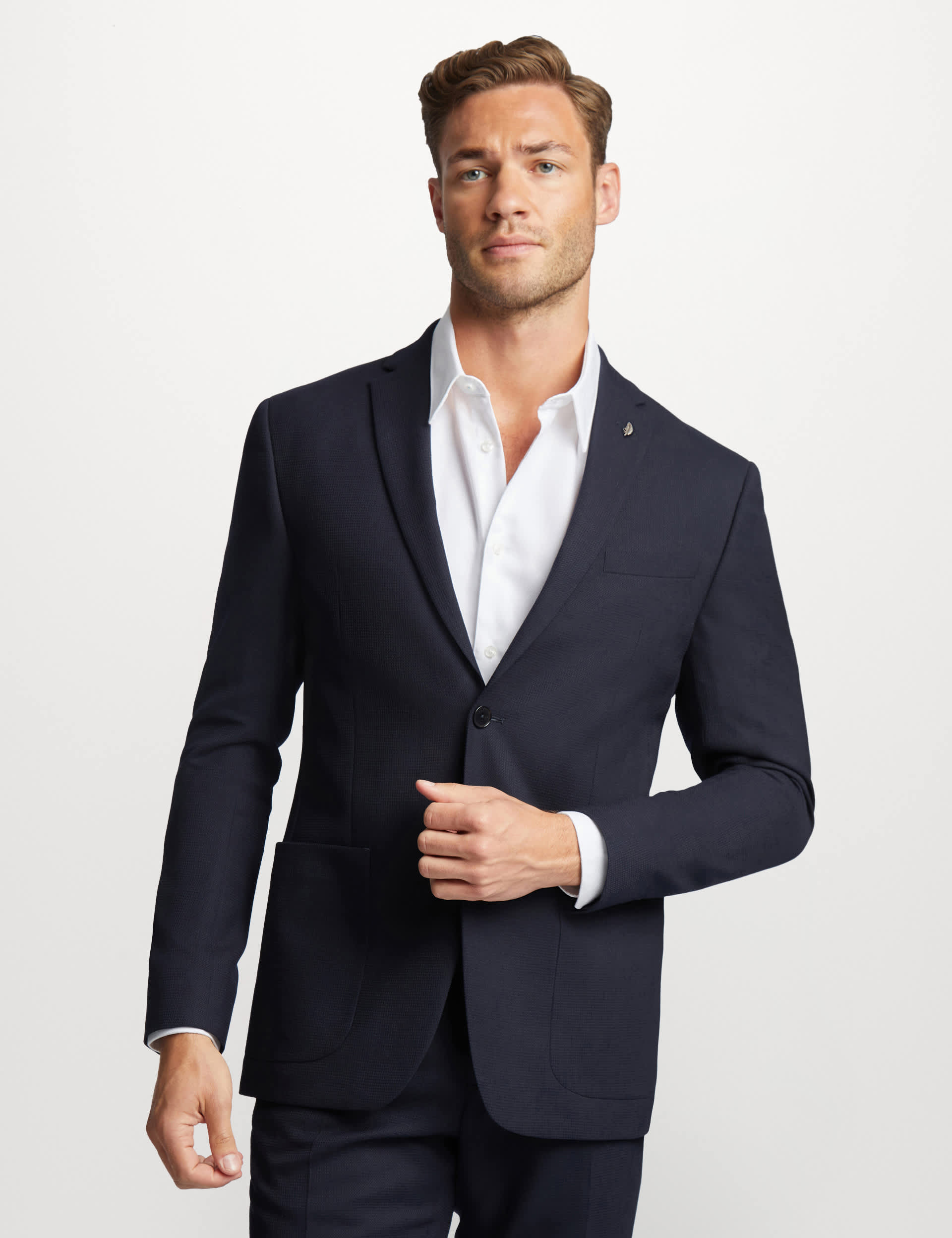 Ted Baker Men's Slim Fit Wool Rich Textured Jacket - 40REG - Navy, Navy