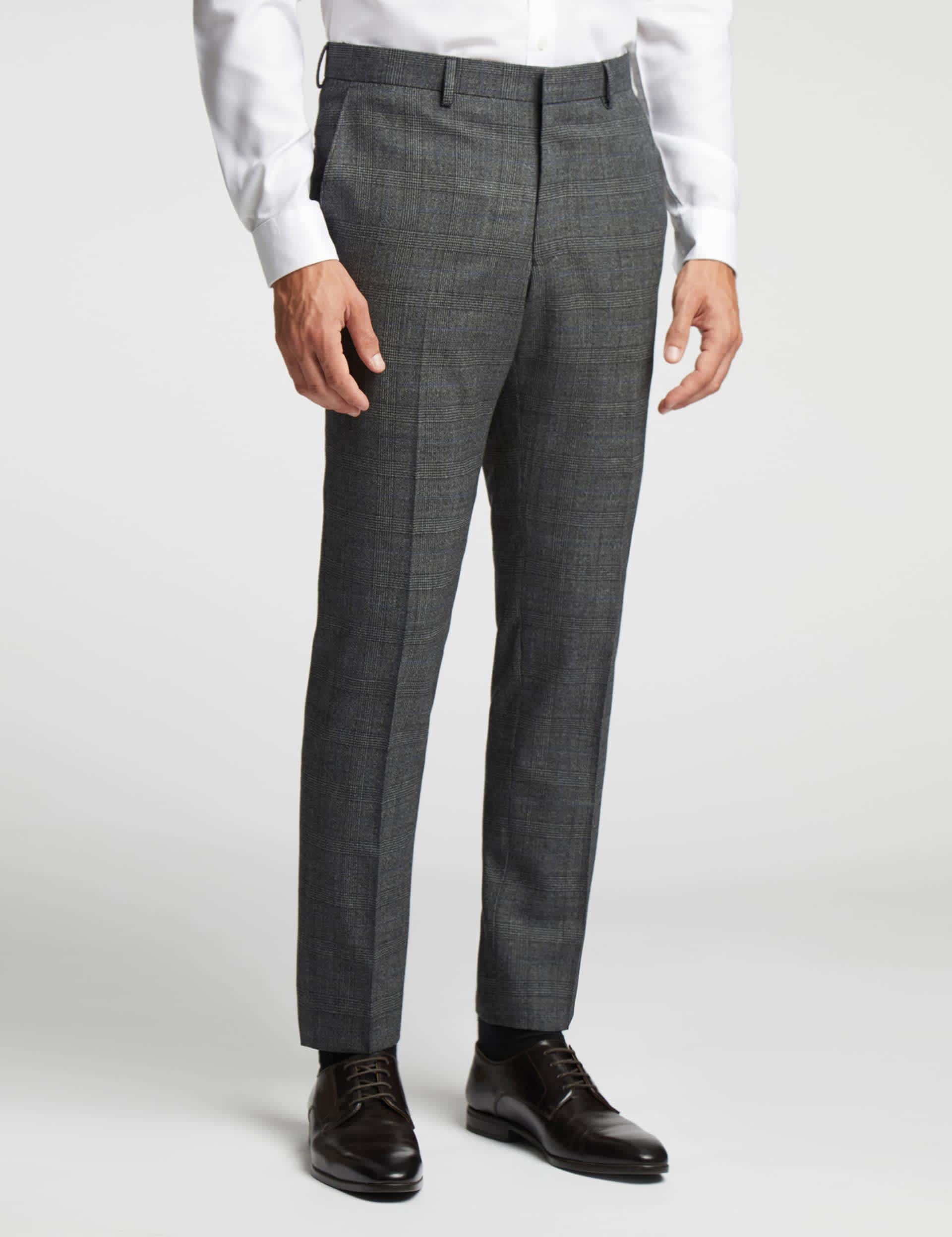 Ted Baker Men's Slim Fit Wool Rich Check Suit Trousers - 34REG - Grey Mix, Grey Mix