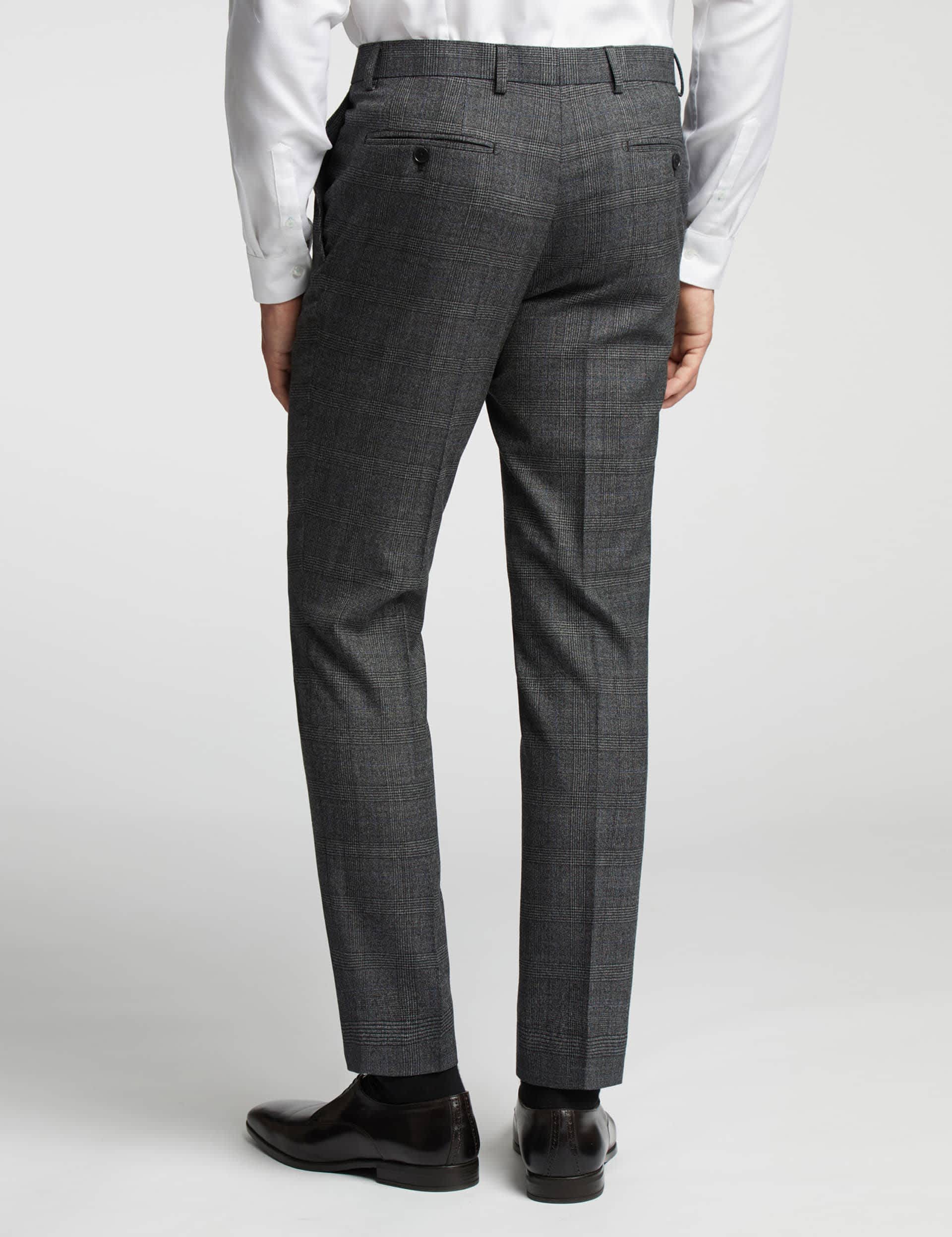 Ted Baker Men's Slim Fit Wool Rich Check Suit Trousers - 34REG - Grey Mix, Grey Mix