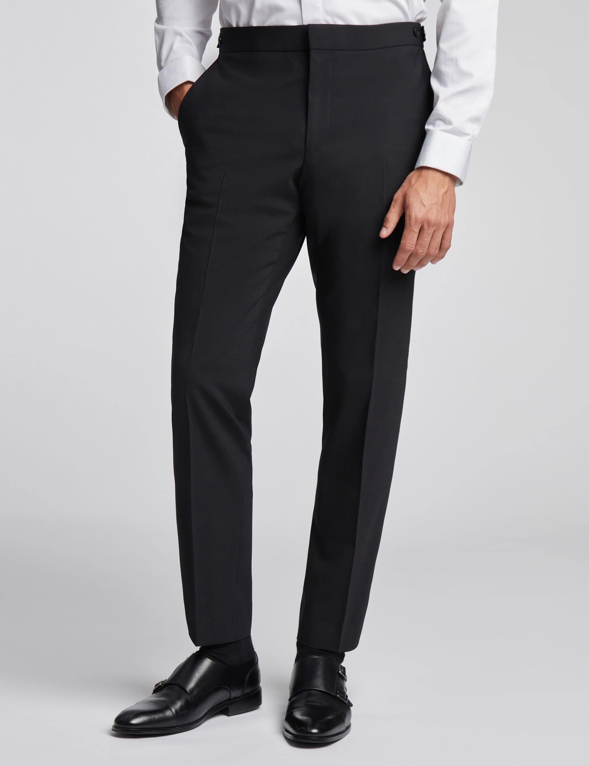 Ted Baker Men's Slim Fit Wool Rich Flat Front Trousers - 34REG - Black, Black