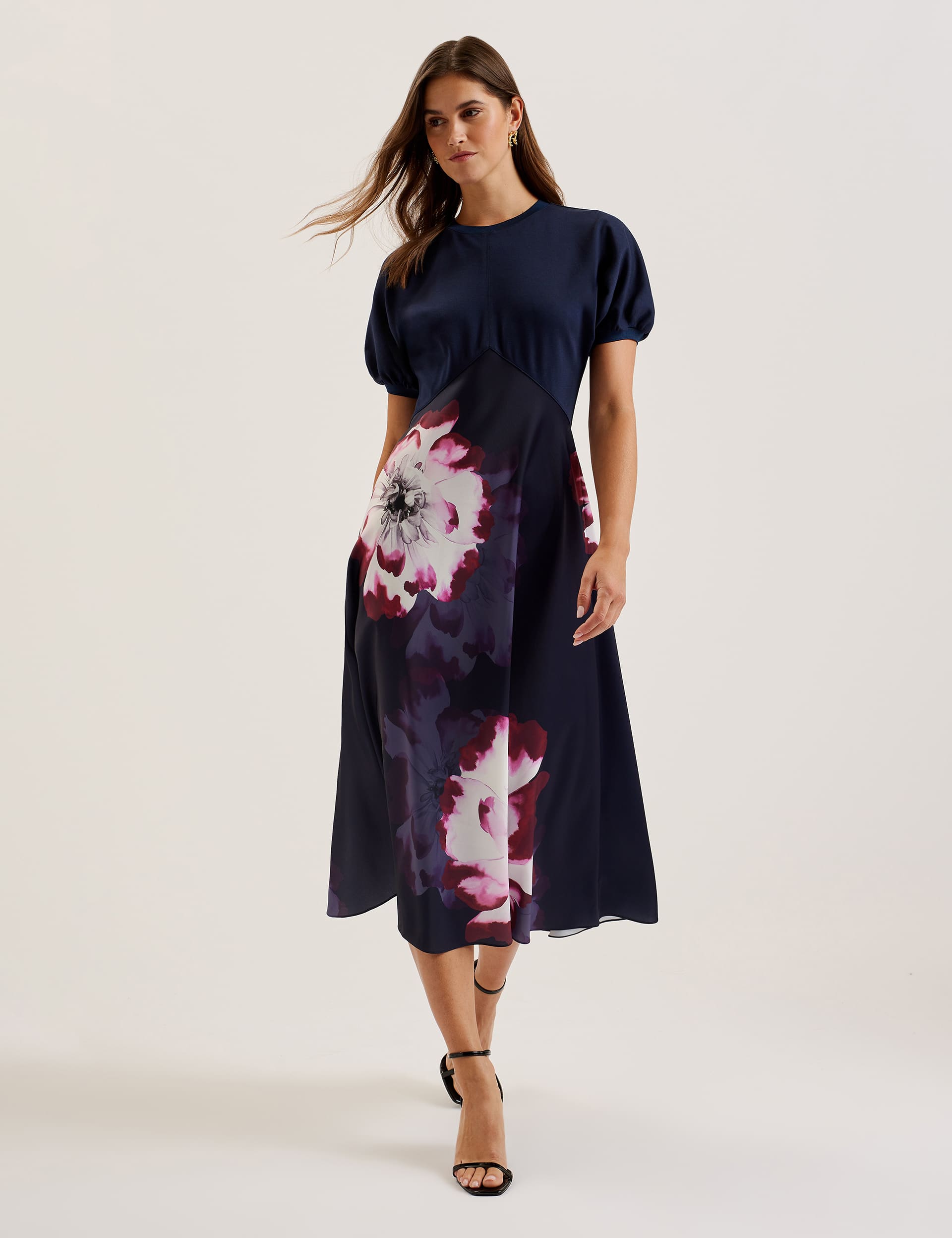 Ted Baker Women's Tea Dress with Printed Skirt - 12 - Navy, Navy