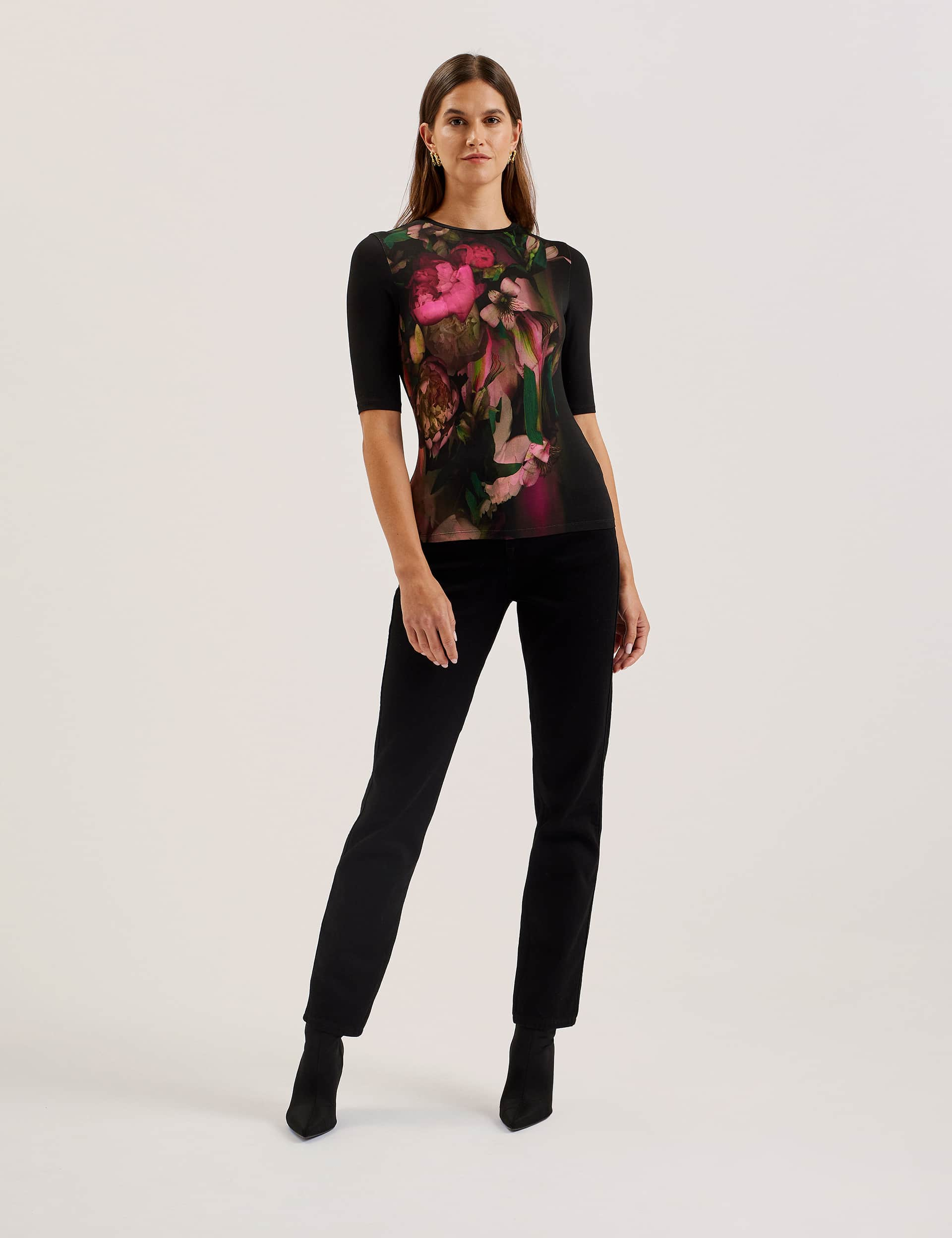 Ted Baker Women's Floral Top - 14 - Black, Black