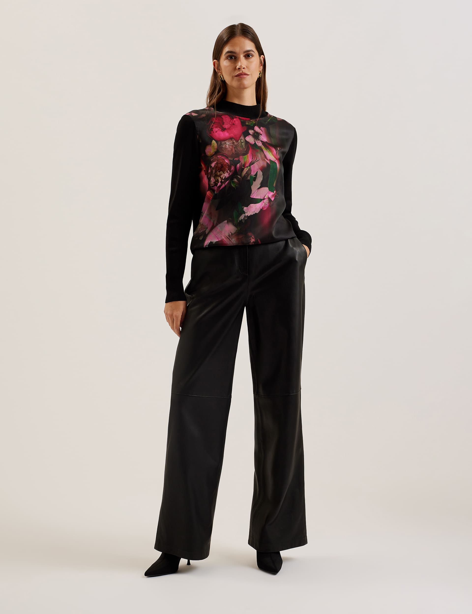 Ted Baker Women's Floral Top - 12 - Black, Black