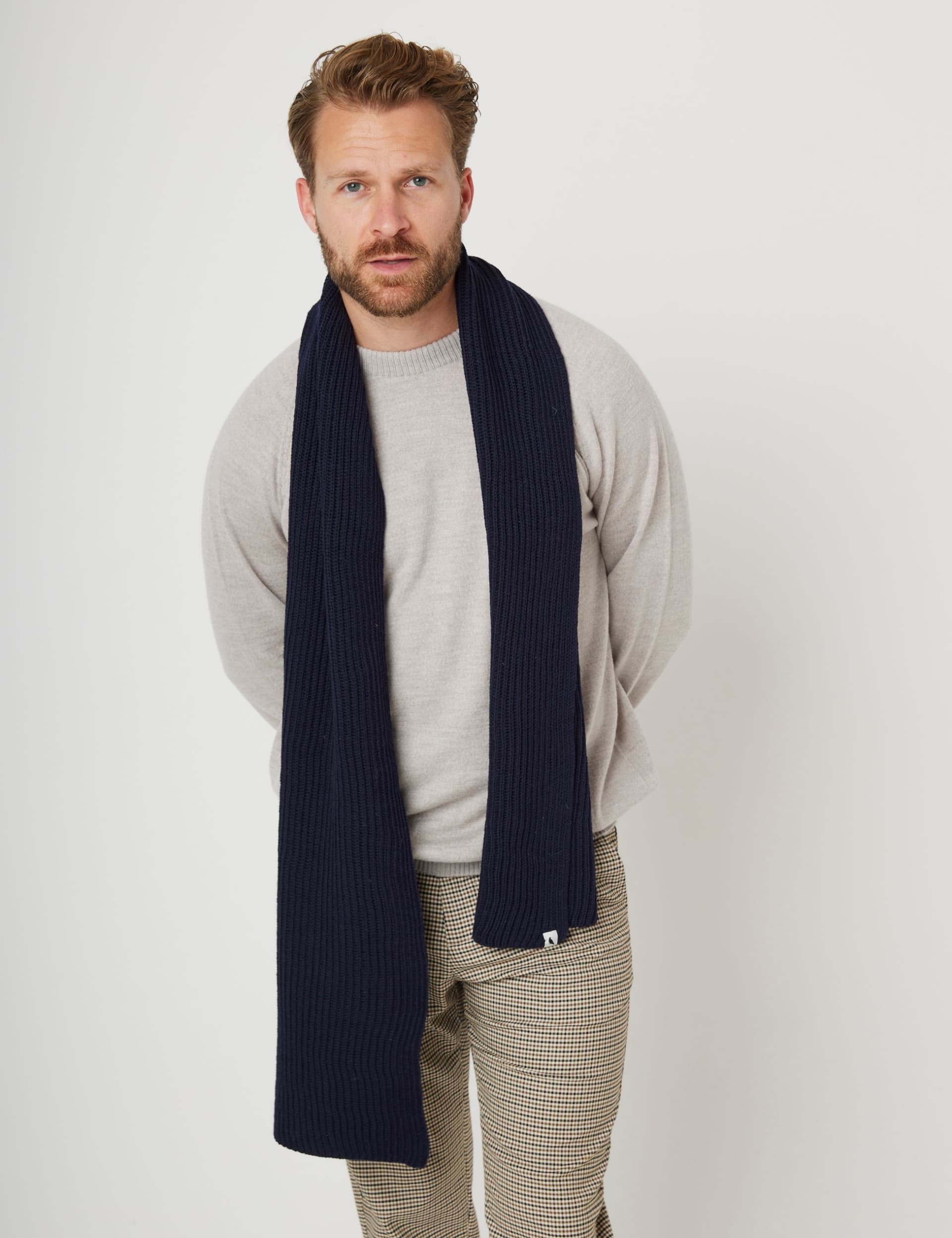 Peregrine Men's Pure Wool Scarf - Navy, Khaki,Navy