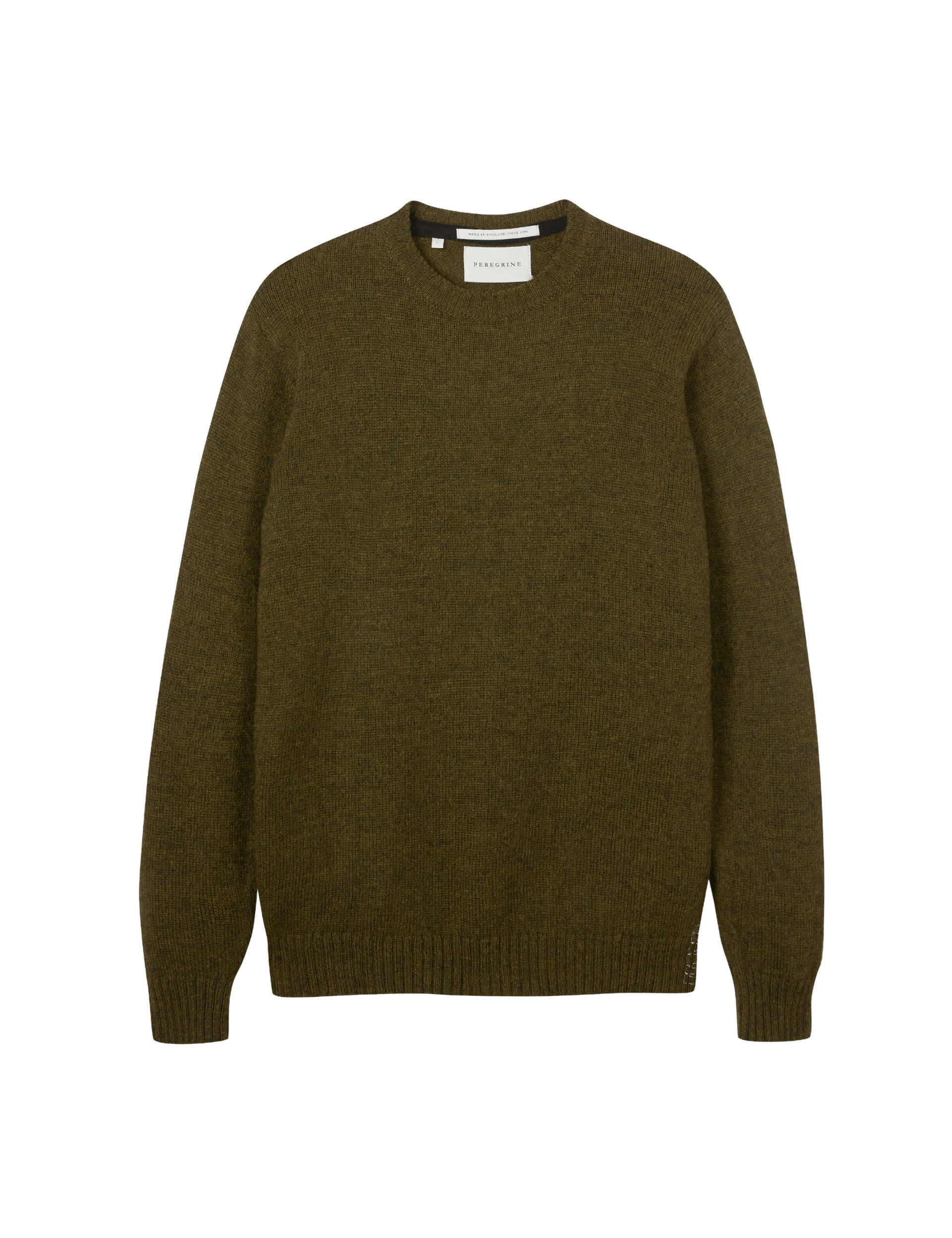 Peregrine Men's Pure Wool Crew Neck Jumper - Khaki, Khaki