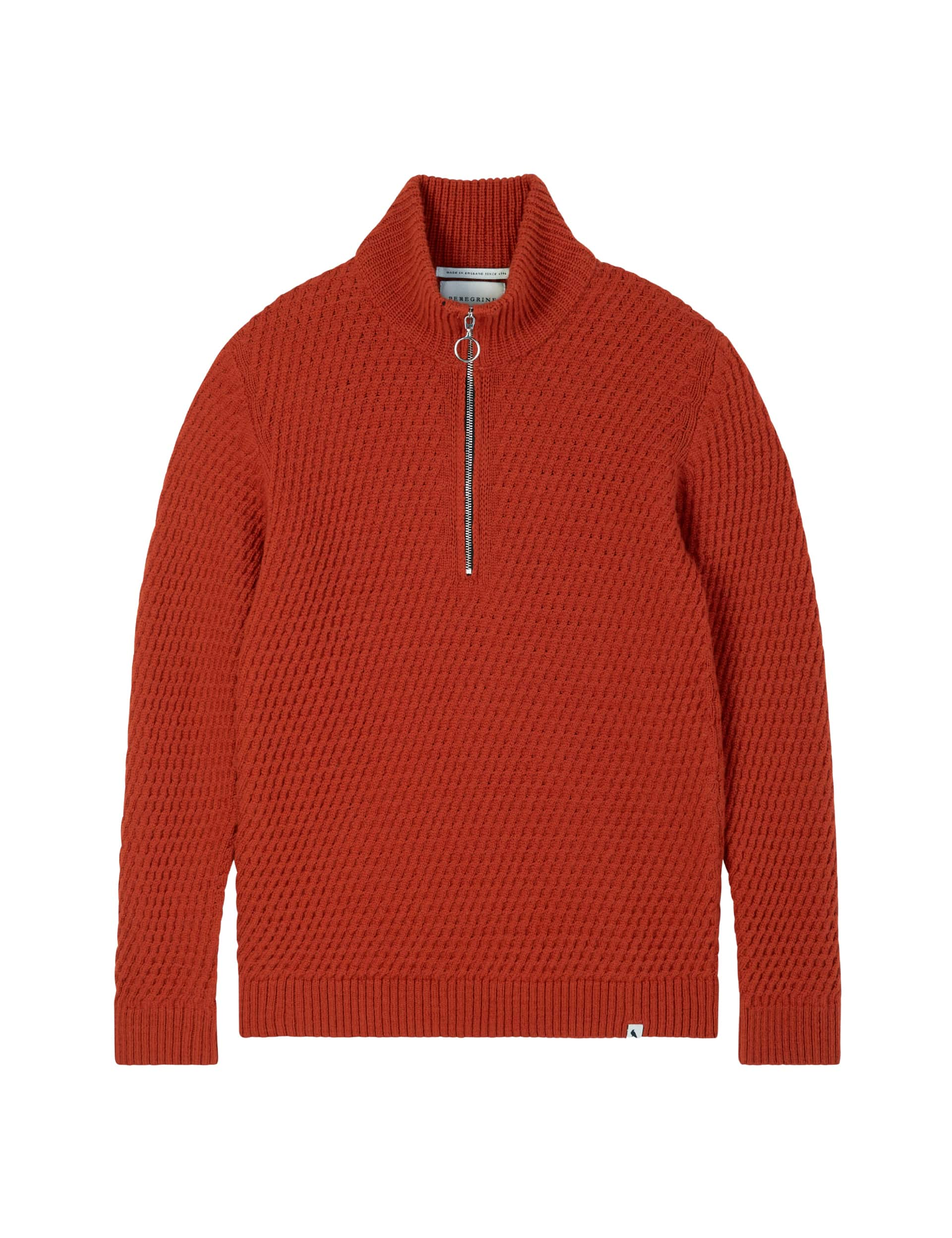 Peregrine Men's Pure Wool Cable High Neck Jumper - XL - Orange, Orange