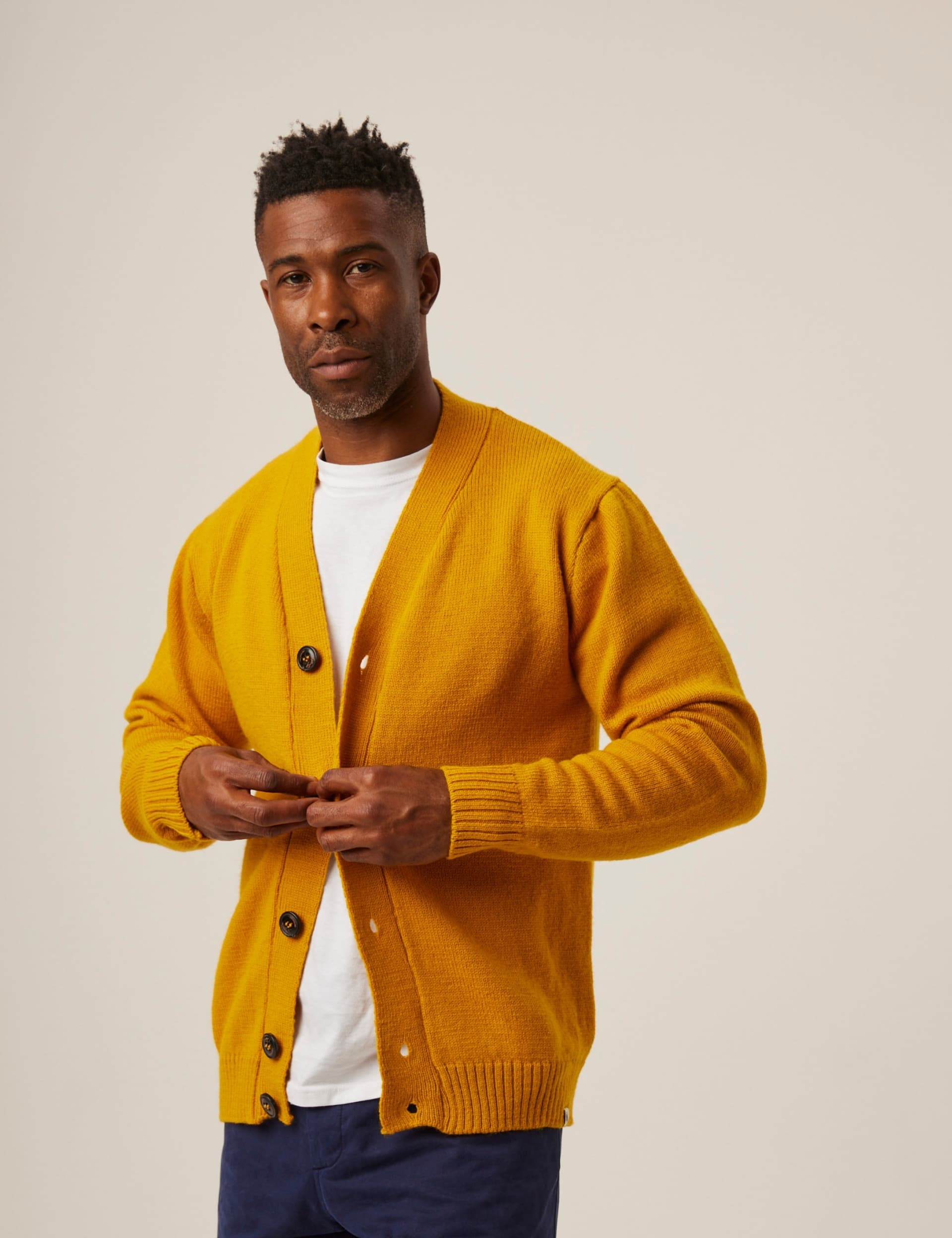 Peregrine Men's Makers Stitch Cardigan - Yellow, Yellow,Navy