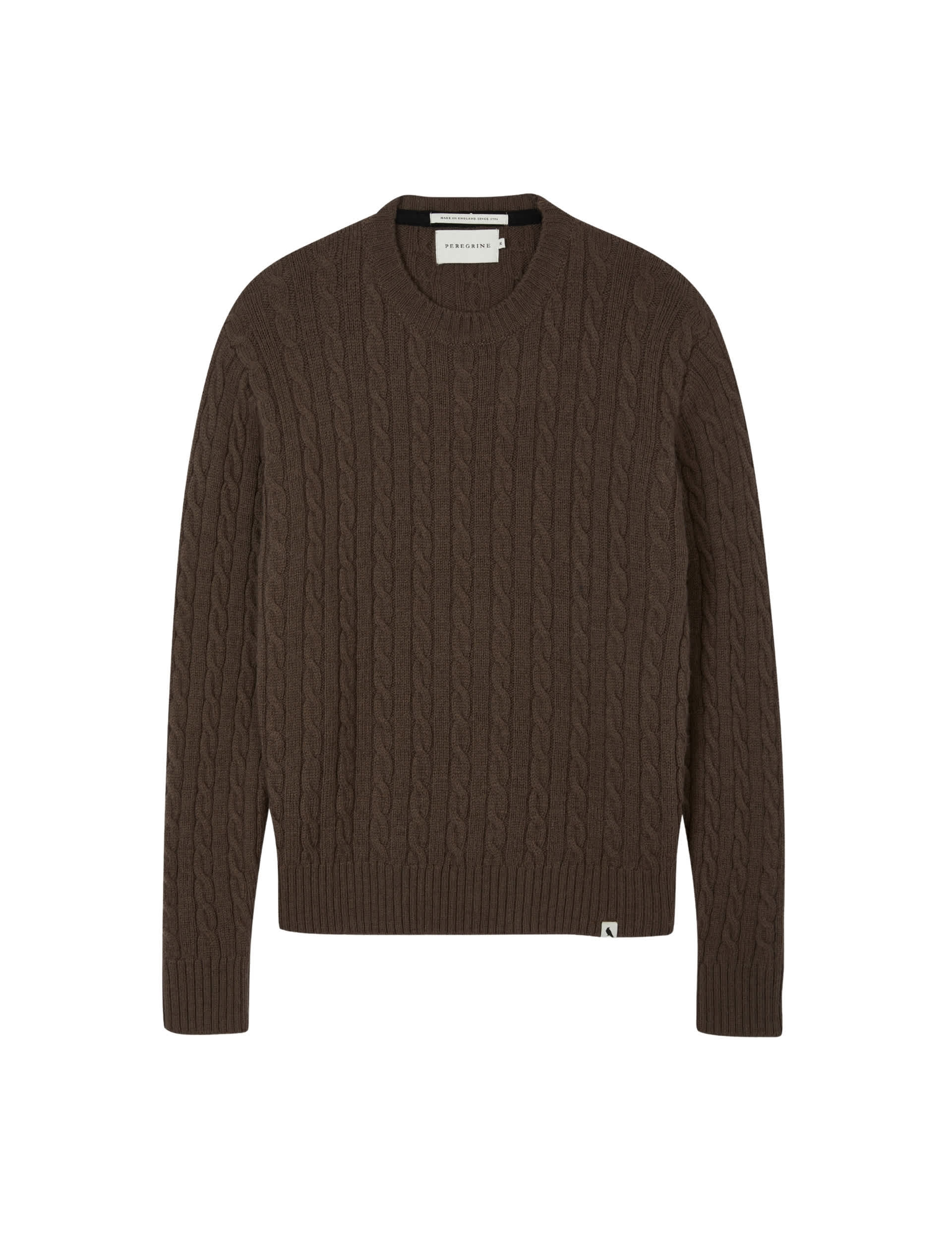 Peregrine Men's Cable Crew Jumper - XL - Brown, Brown,Navy