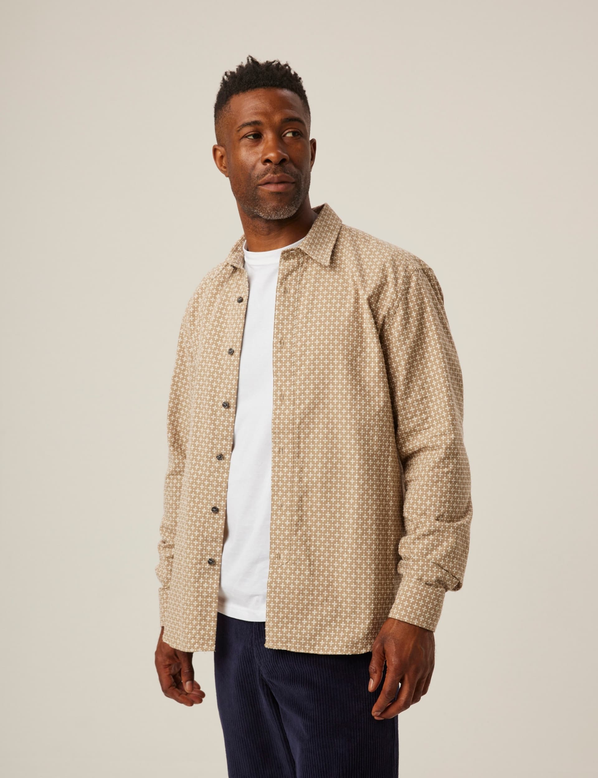 Peregrine Men's Pure Cotton Textured Print Oxford Shirt
