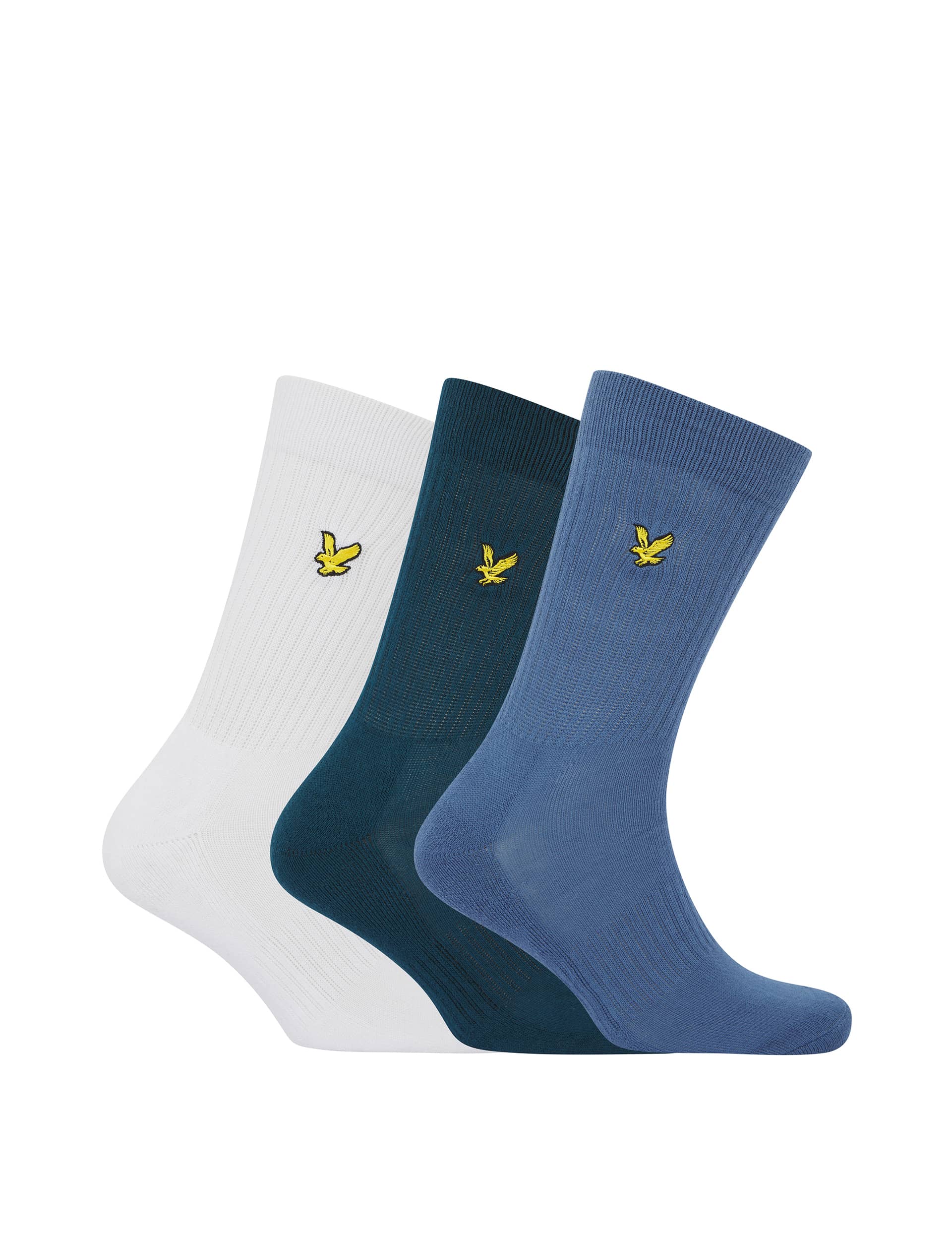 Lyle & Scott Men's 3pk Cotton Rich Sports Socks - Blue Mix, Blue Mix