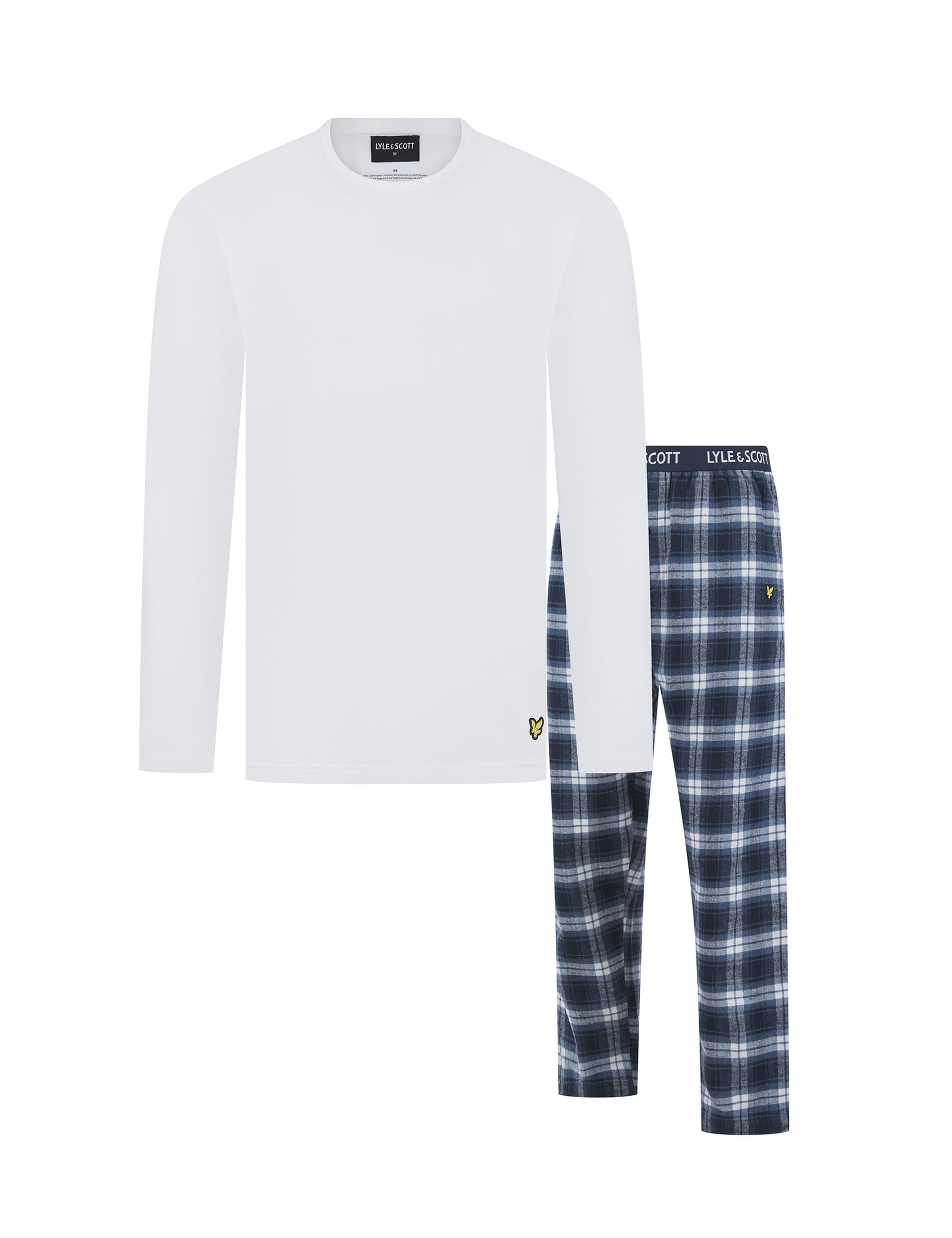 Lyle & Scott Men's Cotton Rich Pyjama Set - L - White Mix, Navy Mix,White Mix