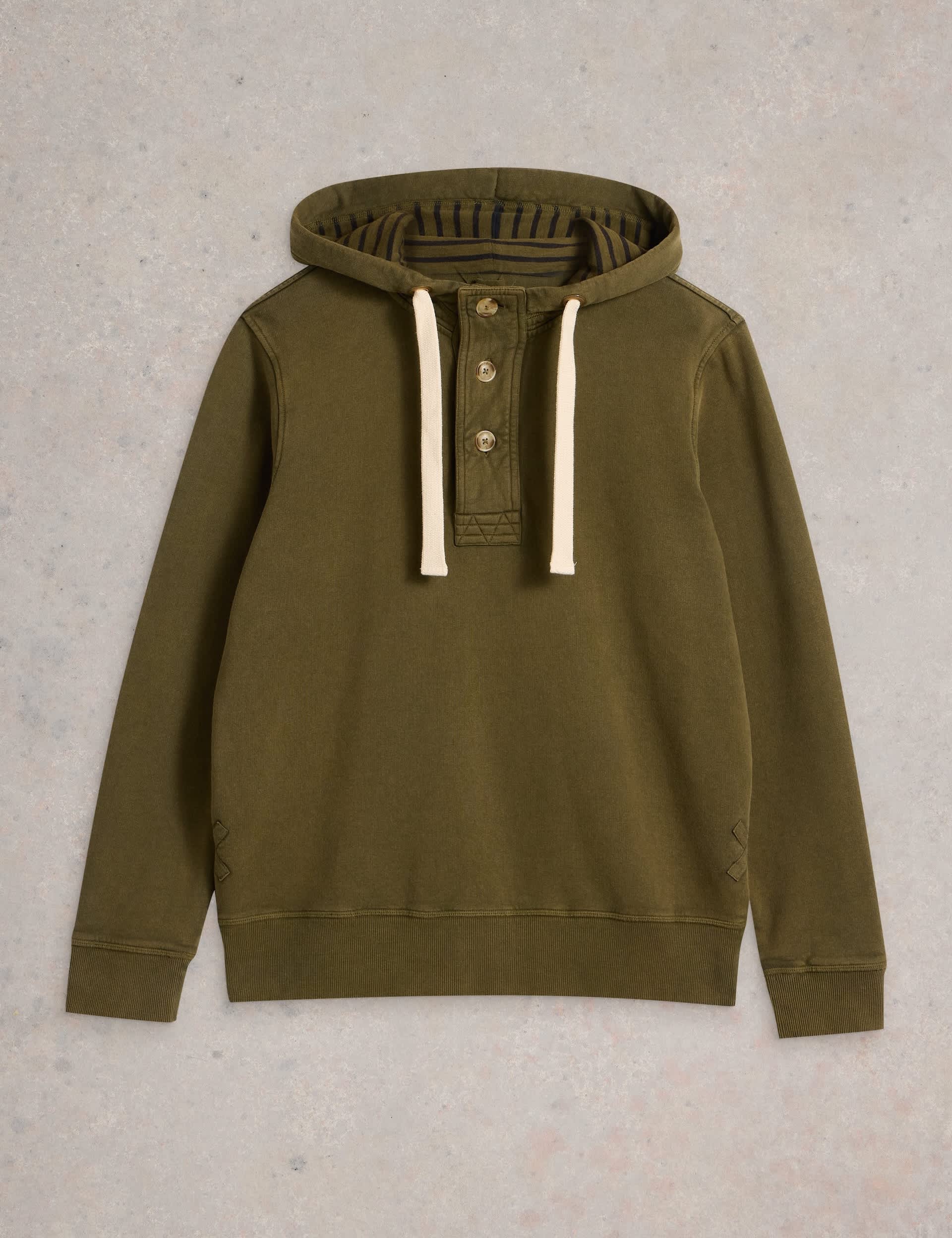 White Stuff Men's Pure Cotton Hoodie - M - Green, Green