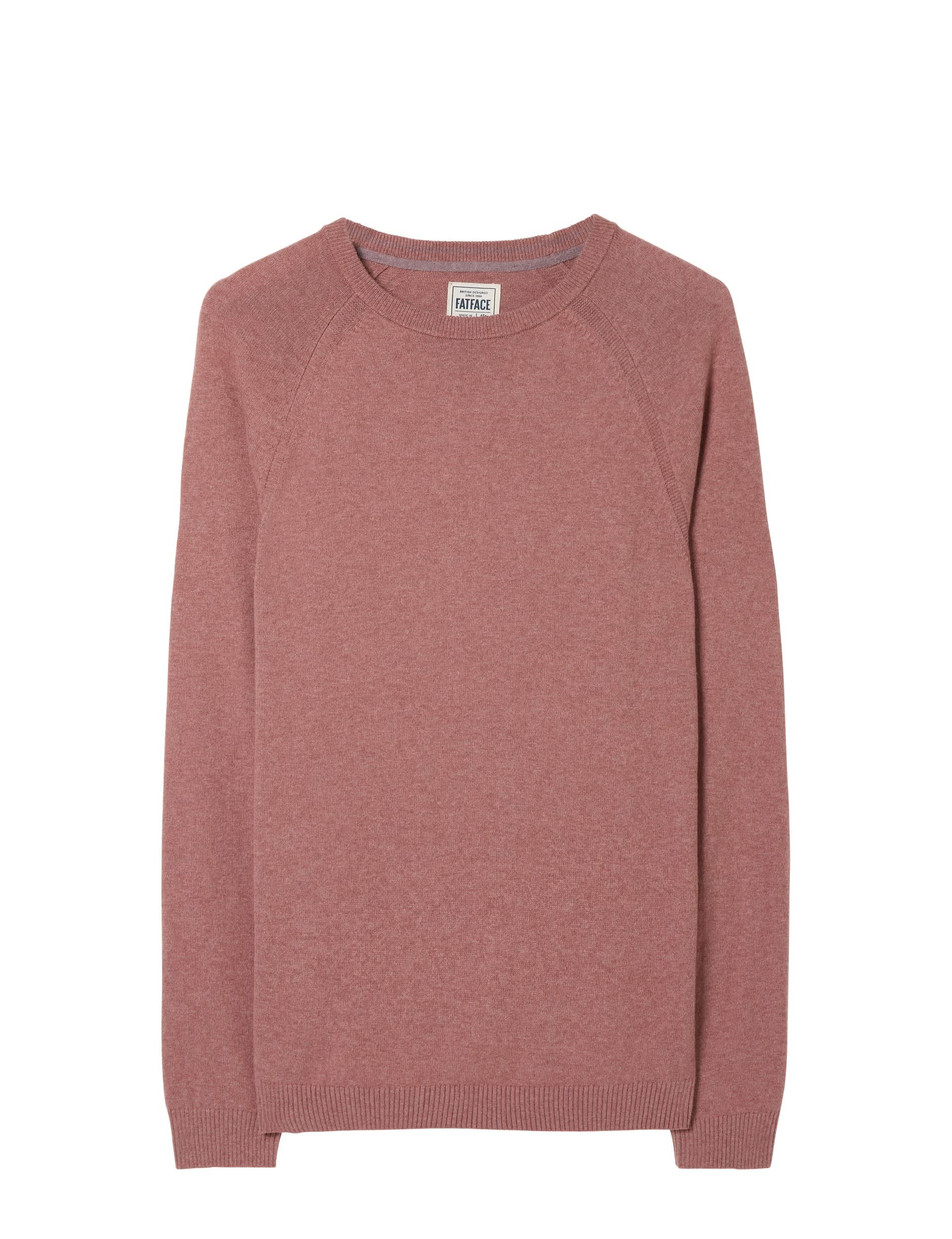 Fatface Men's Cotton Rich Crew Neck Jumper - LREG - Pink, Pink