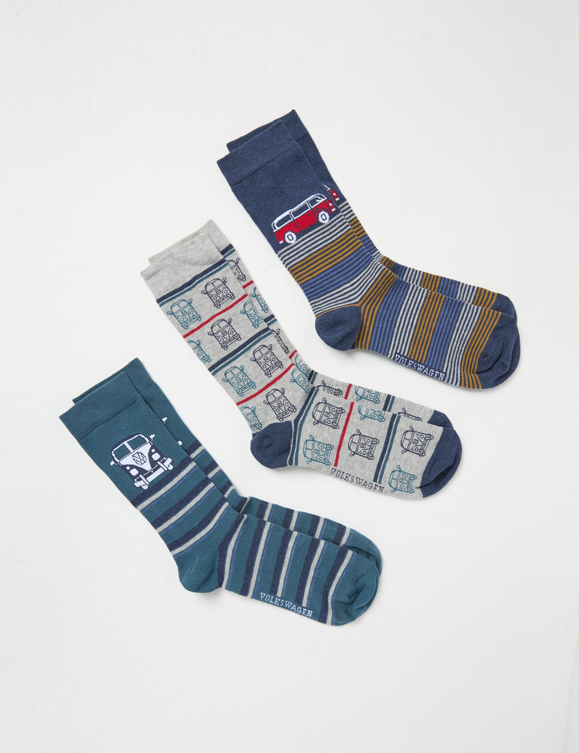 Fatface Men's 3pk VW Camper Van Cotton Blend Socks - one size - Multi, Multi