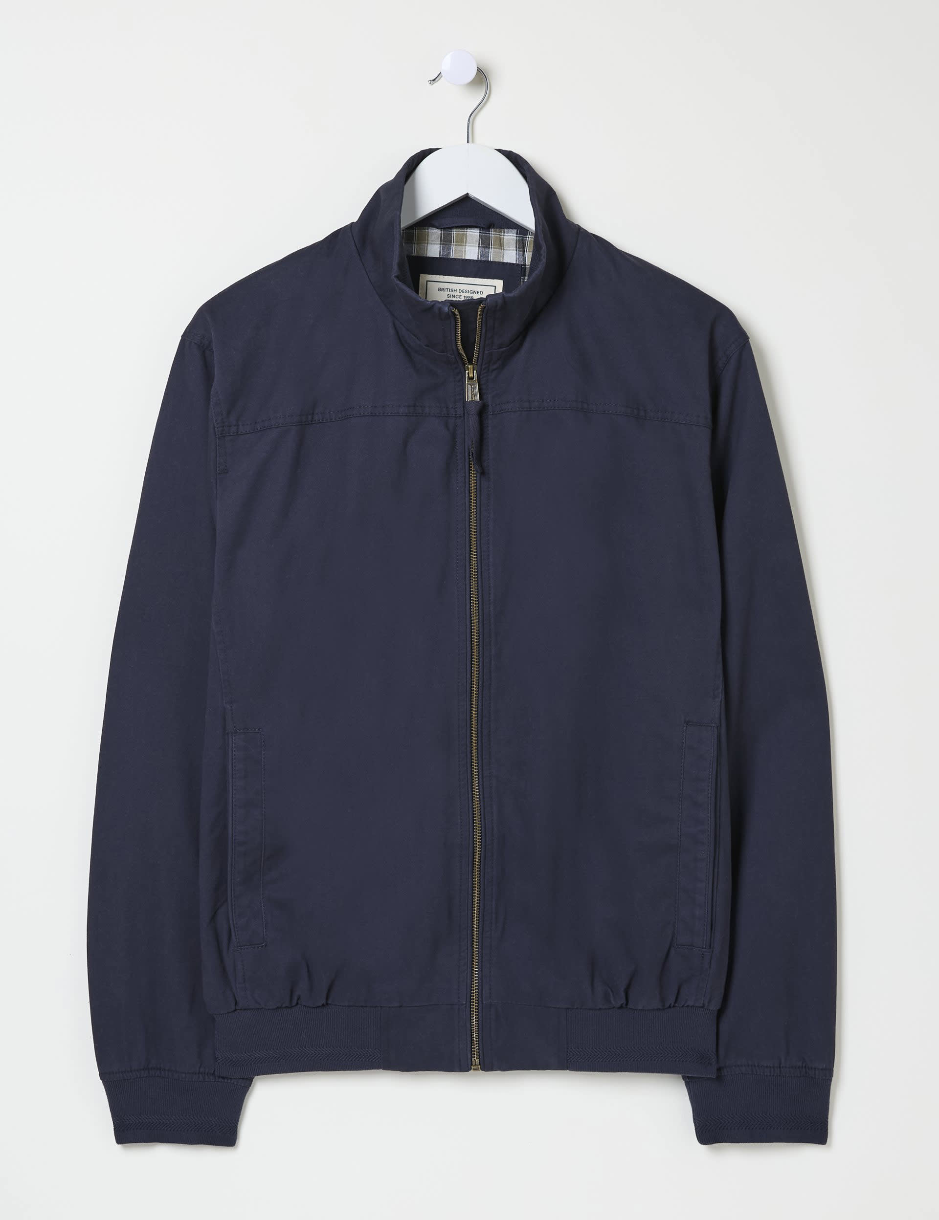 Fatface Men's Pure Cotton Harrington Jacket - LREG - Navy, Navy