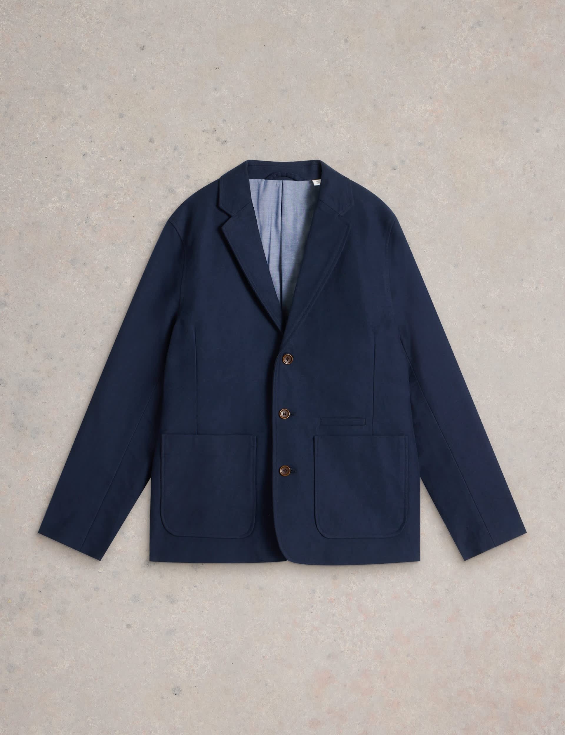 White Stuff Men's Pure Cotton Moleskin Blazer - 38 - Navy, Navy