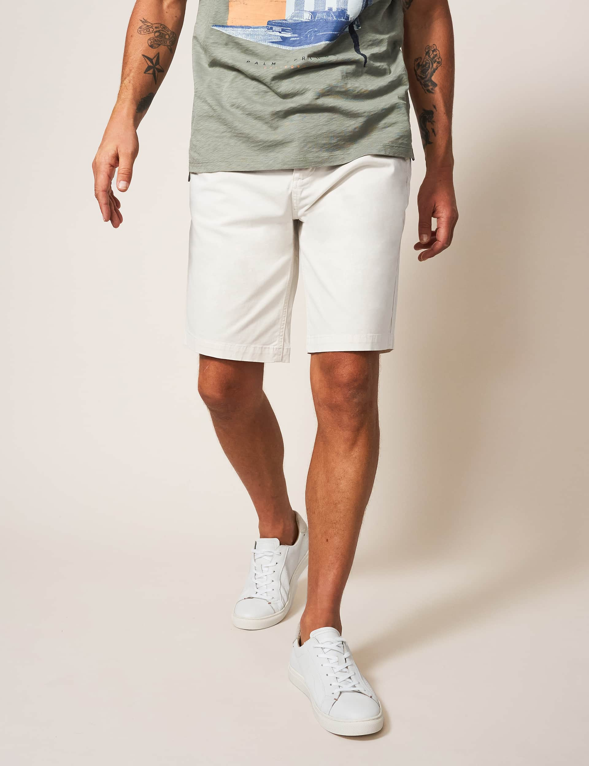 White Stuff Men's 5 Pocket Chino Shorts - 36SHT, White