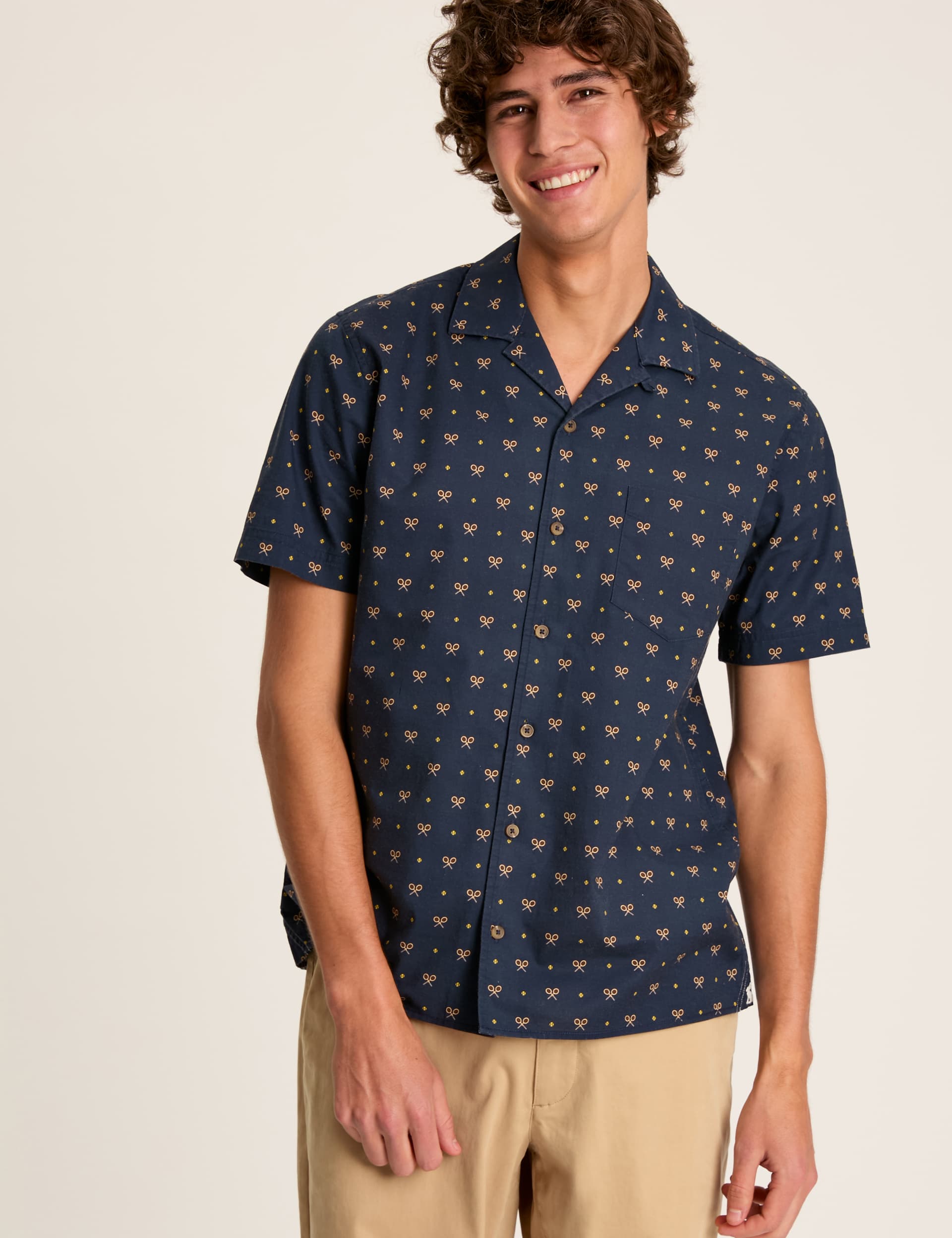 Joules Men's Pure Cotton Printed Shirt - M - Navy Mix, Navy Mix