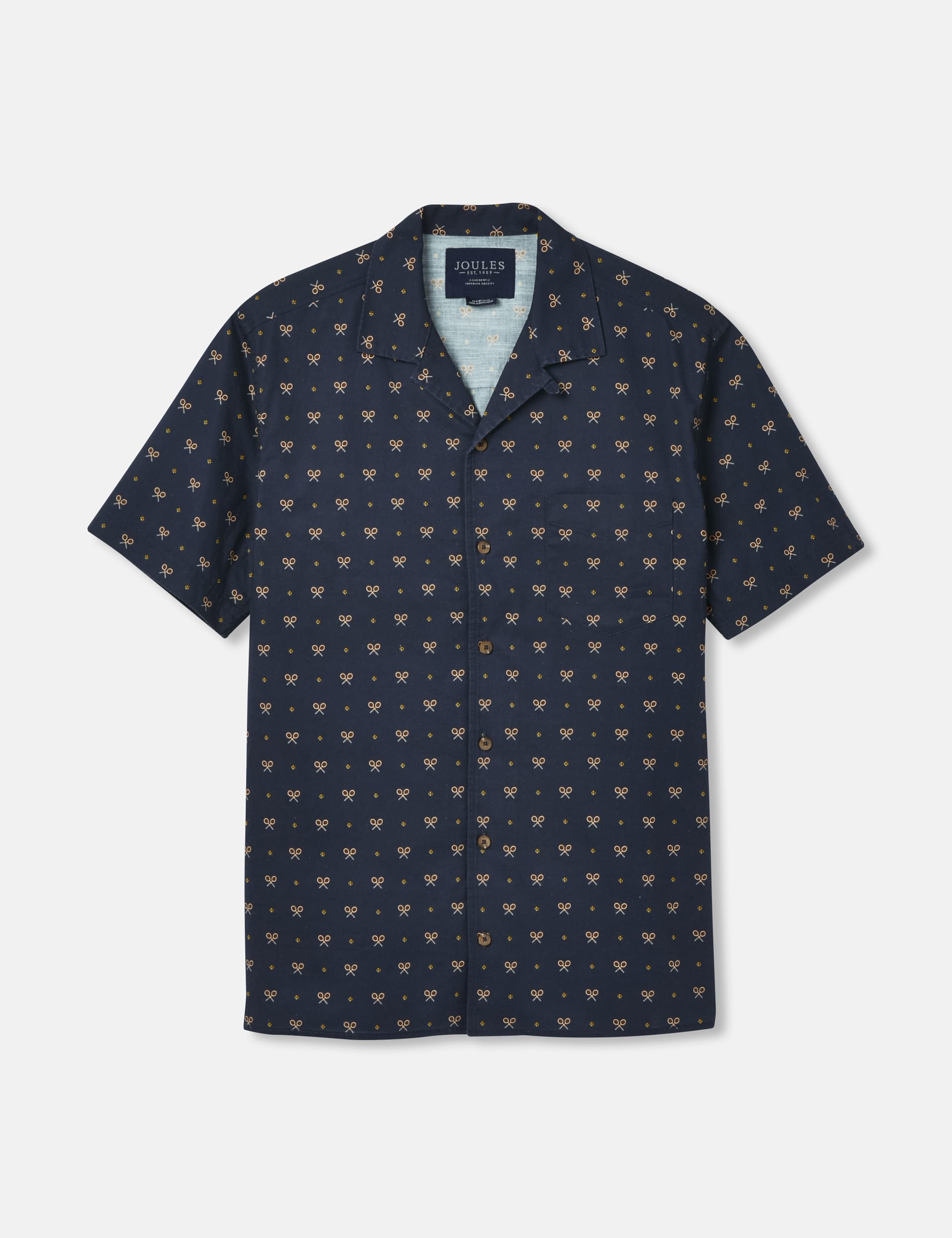 Joules Men's Pure Cotton Printed Shirt - Navy Mix, Navy Mix