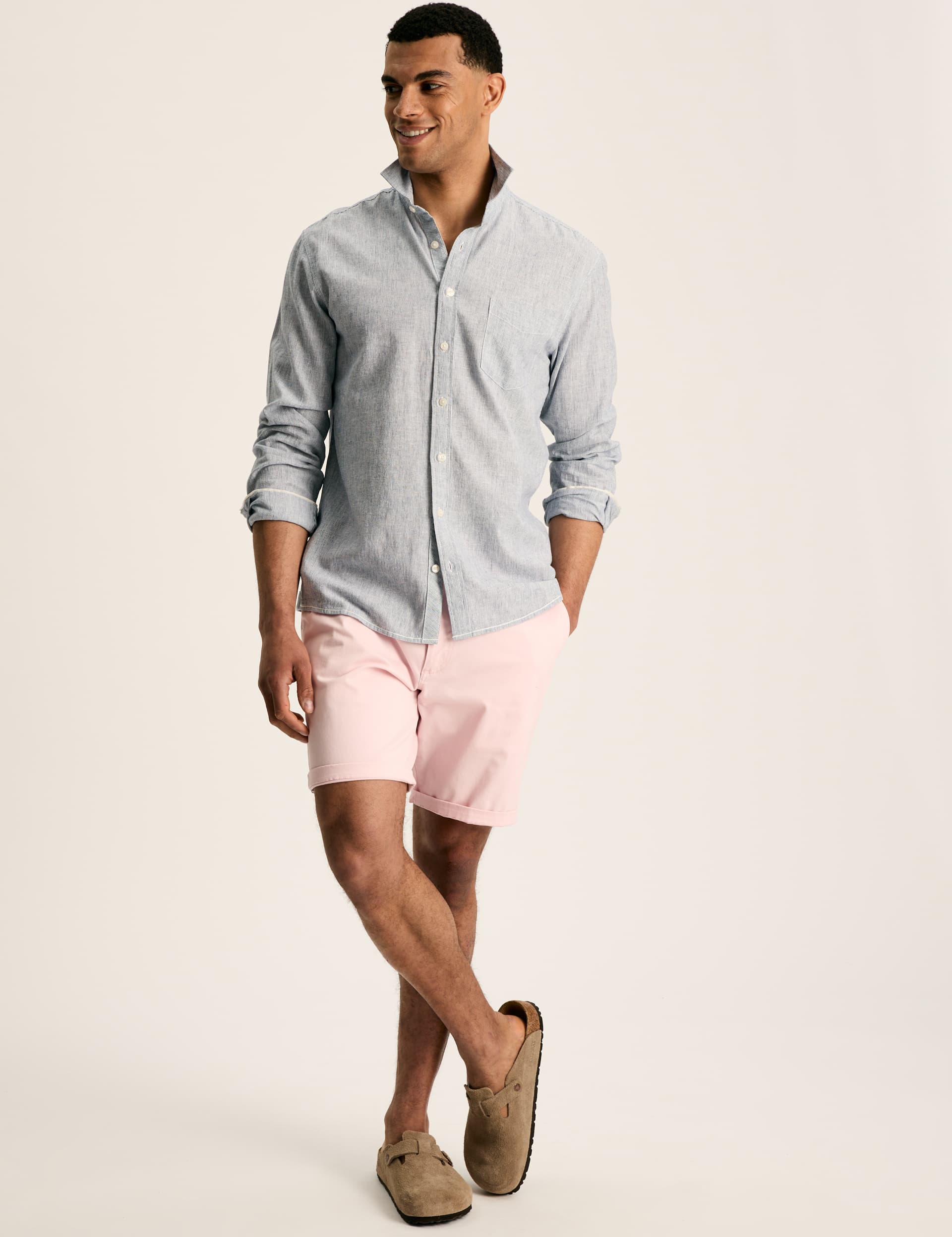 Joules Men's Cotton Linen Blend Striped Shirt