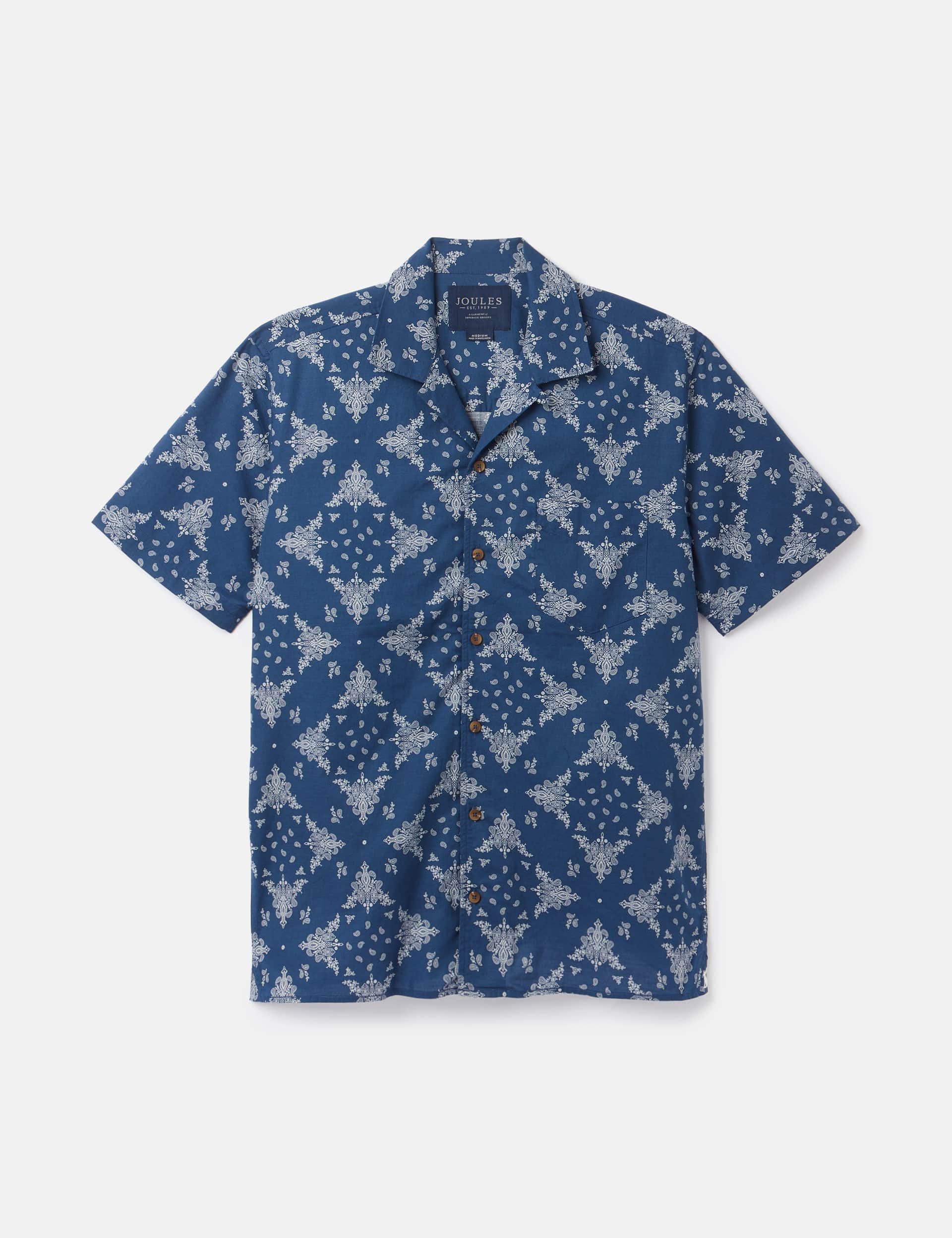 Joules Men's Pure Cotton Printed Shirt - Navy Mix, Navy Mix