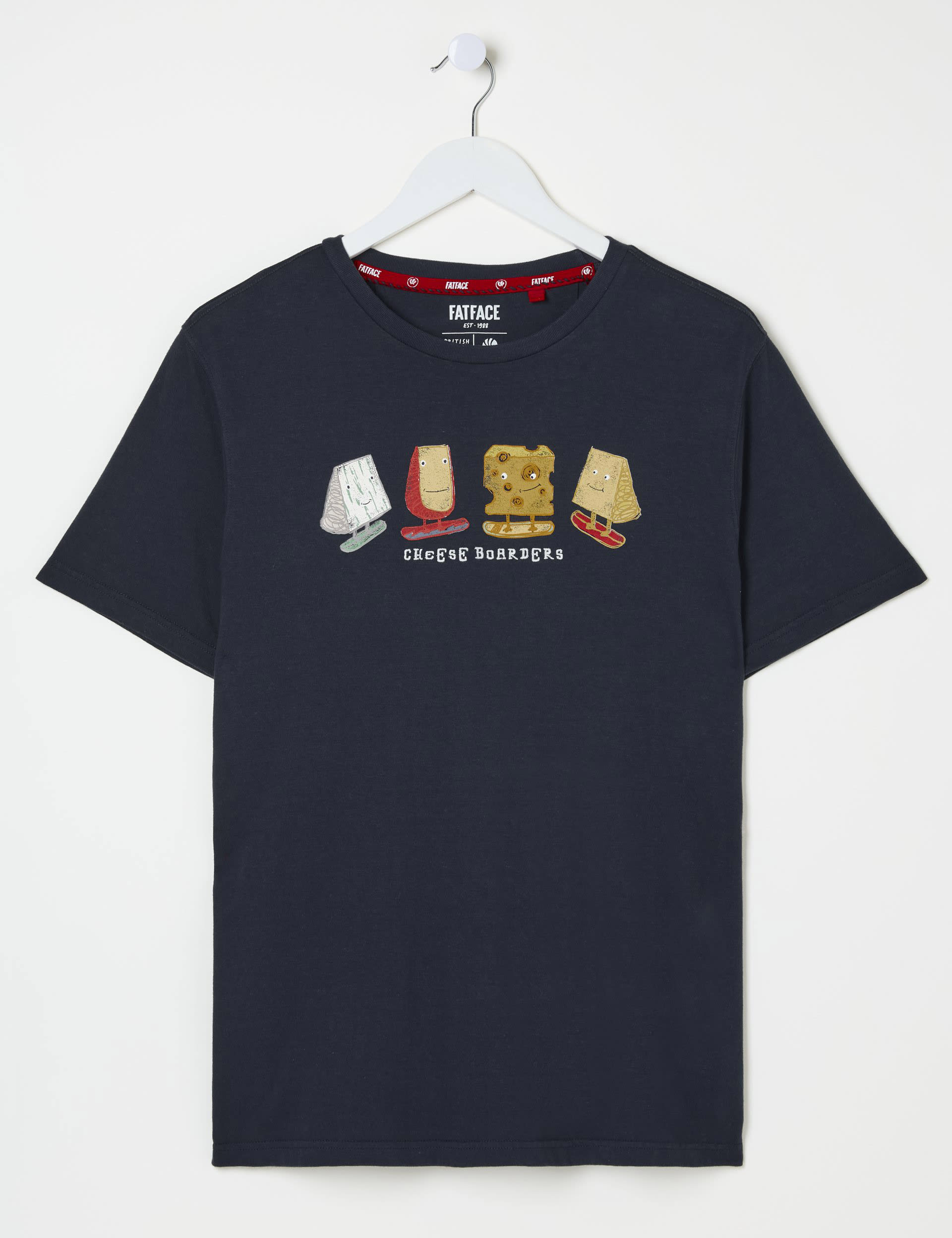 Fatface Men's Pure Cotton Cheese Boarders Graphic T-Shirt - XLTAL - Navy, Navy