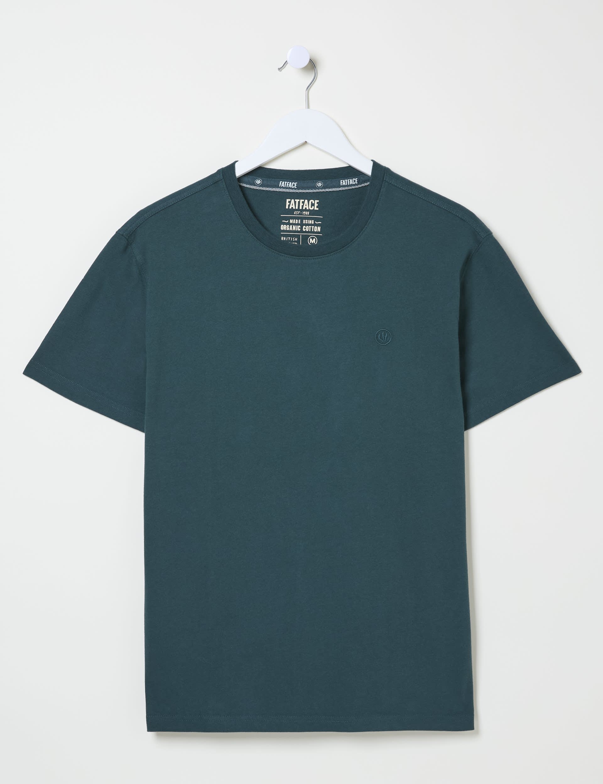 Fatface Men's Pure Cotton Crew Neck T-Shirt - XSREG - Dark Green, Blue,Dark Green,Red