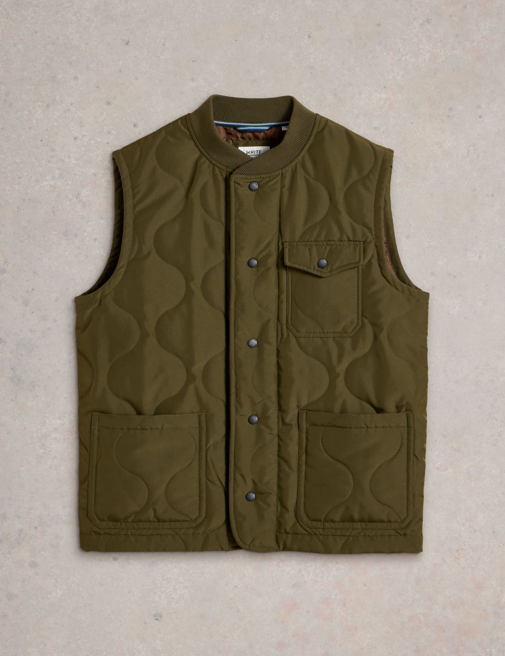 White Stuff Men's Quilted Padded Gilet - Green, Green