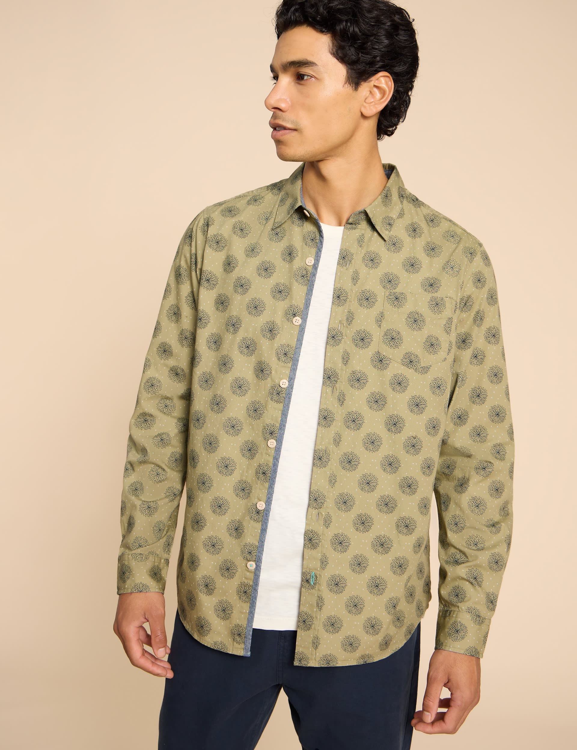 White Stuff Men's Pure Cotton Floral Shirt