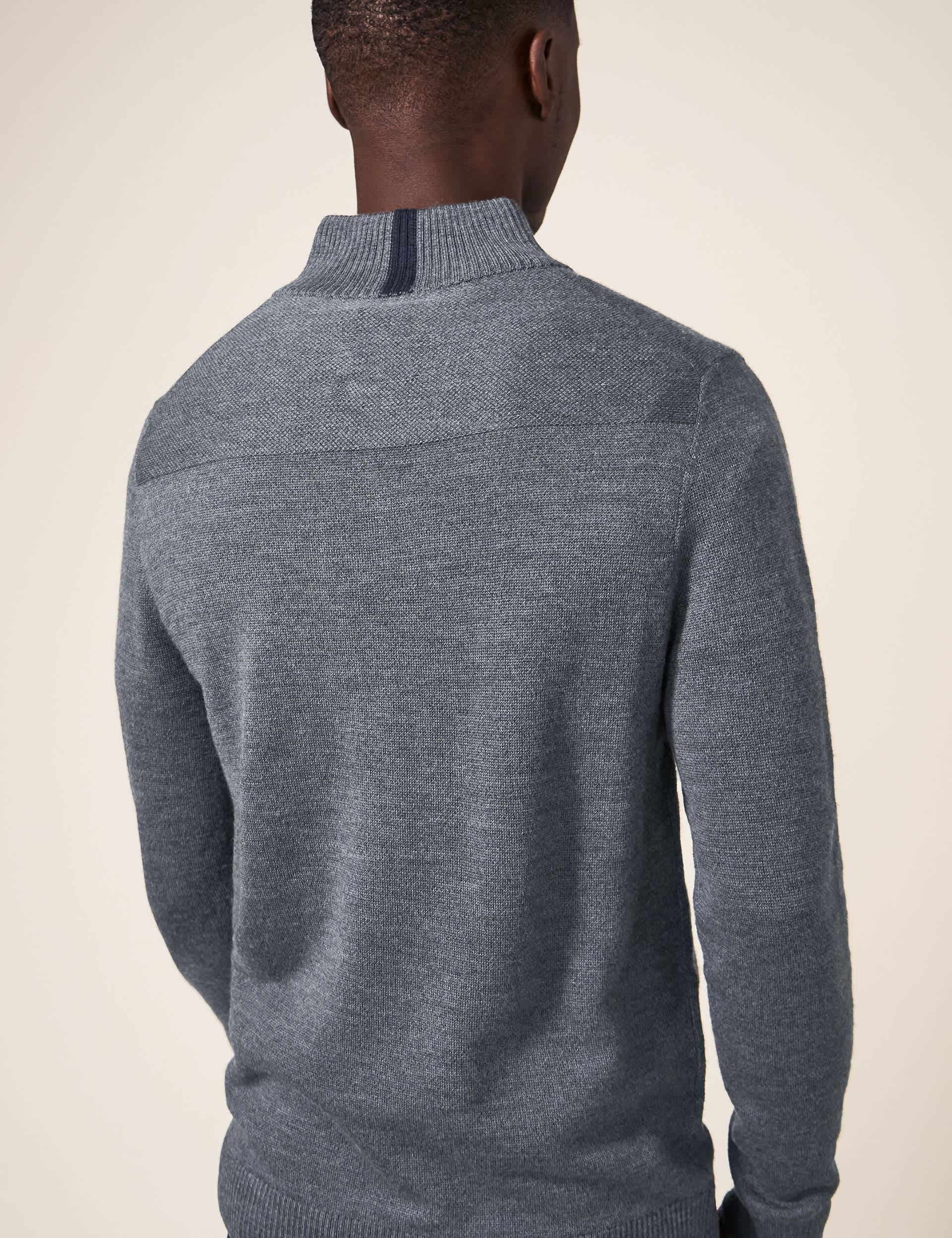 White Stuff Men's Pure Merino Wool Half Zip Jumper - S - Grey Mix, Grey Mix