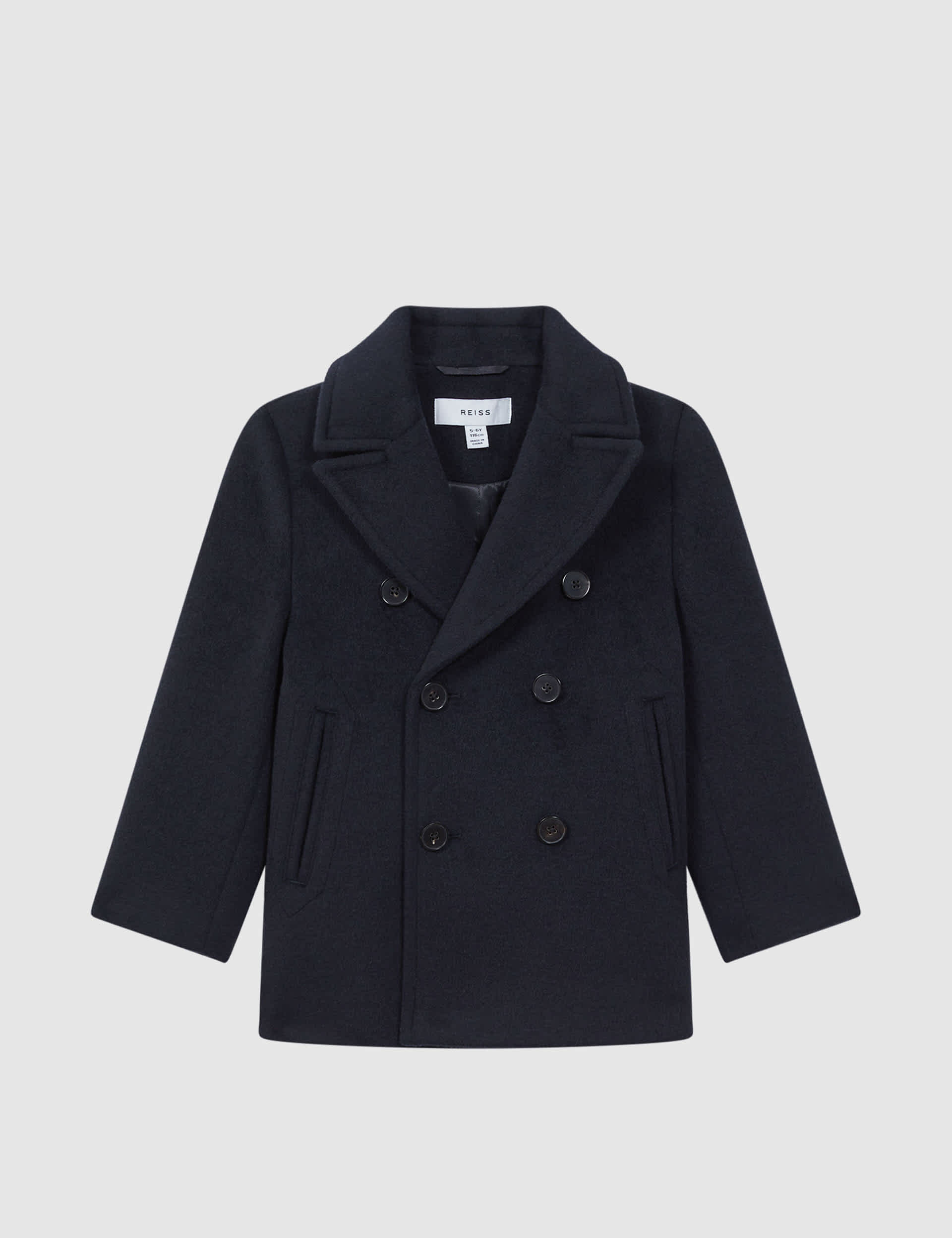 Reiss Boys Wool Blend Double Breasted Jacket (4-14 Yrs) - 8-9 Y - Dark Blue, Natural,Dark Blue