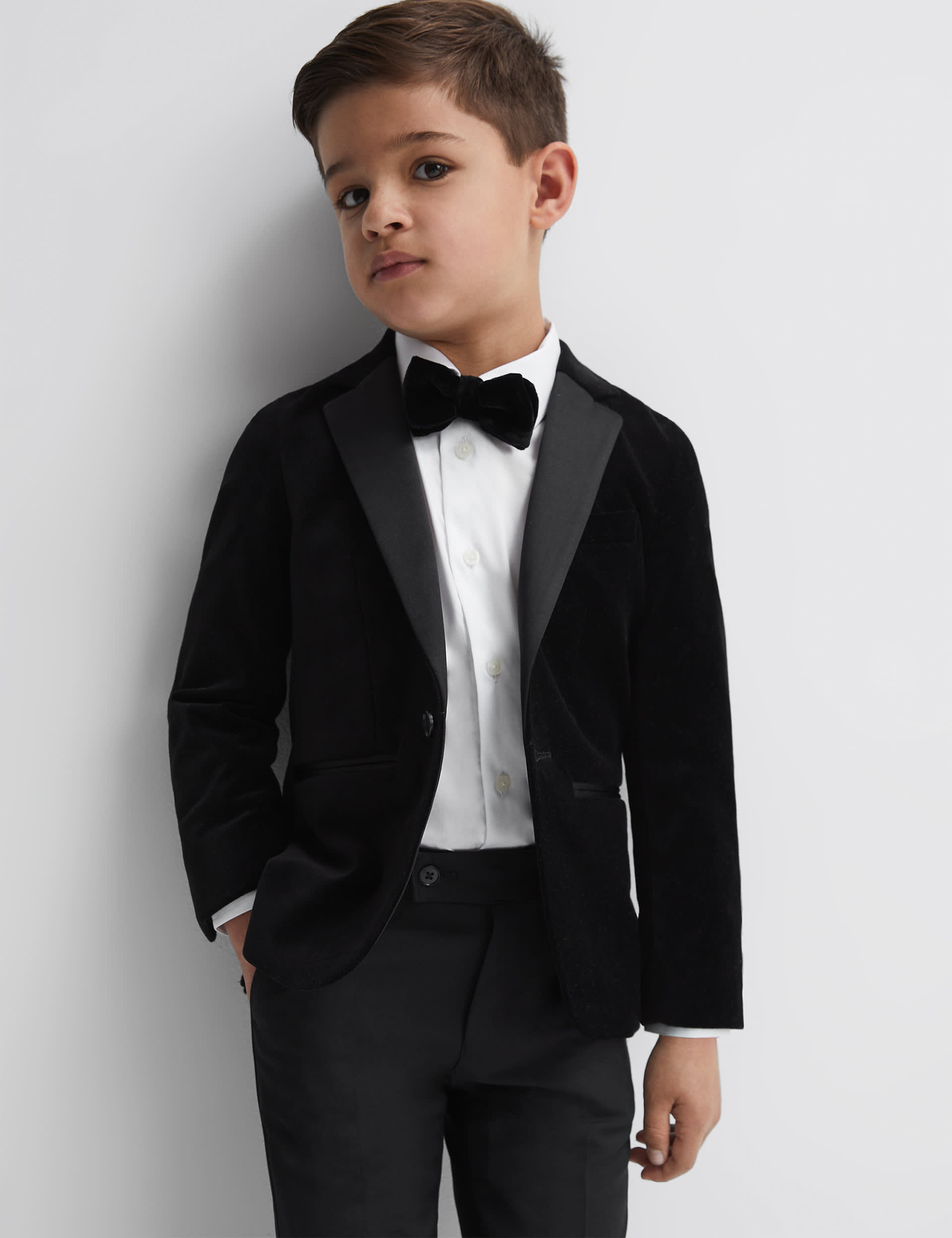 Reiss Boys Velvet Single Breasted Blazer (3-14 Yrs) - 7-8 Y - Black, Black